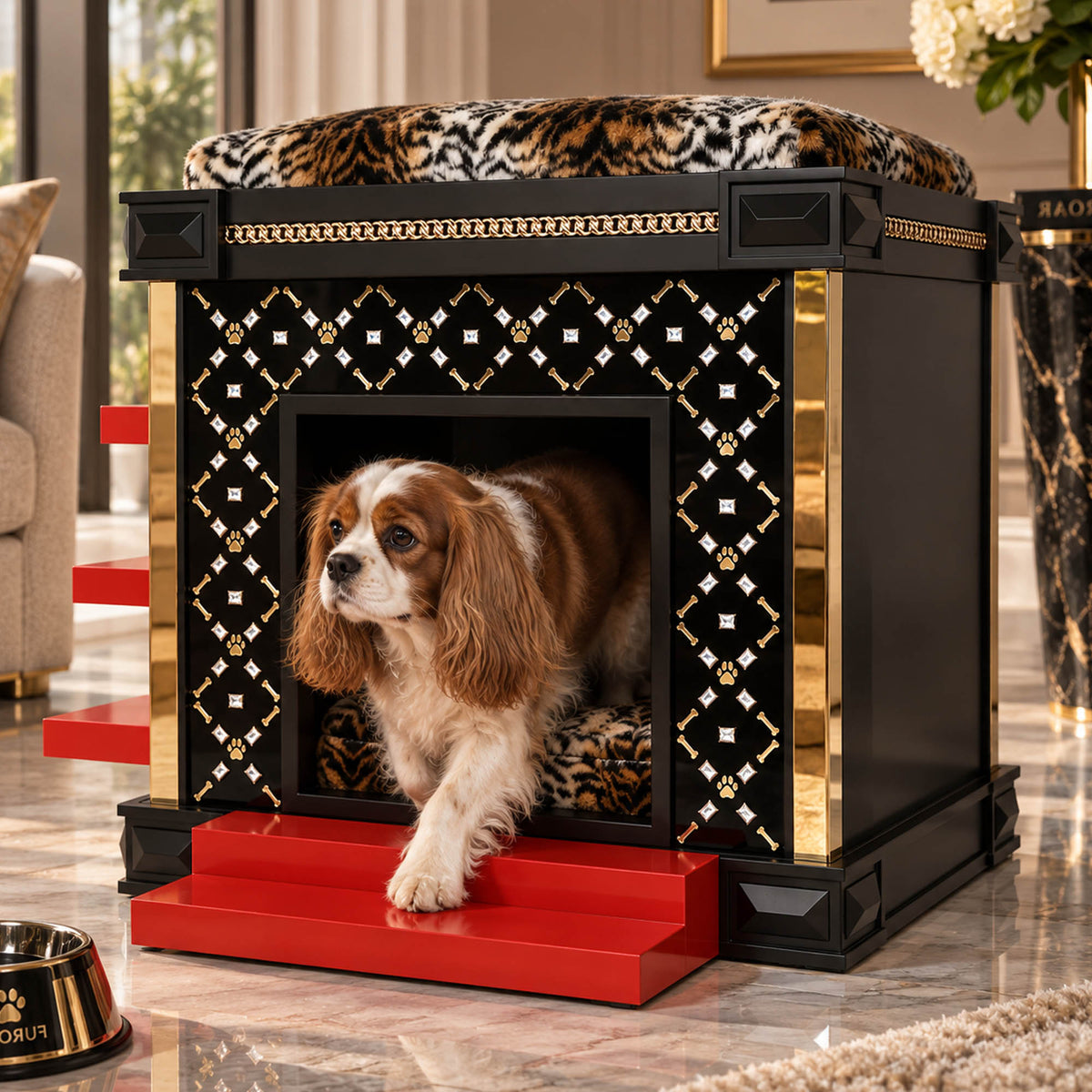 POSH Medium size dog house ,with beagle dog , by FUROAR