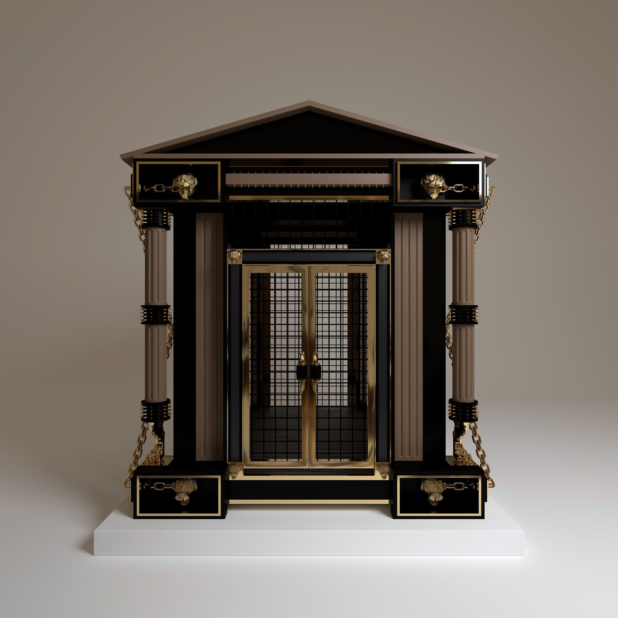 The Fearless bespoke luxury exotic animal enclosure with 24K gold accents — FUROAR Royal Exotic Collection