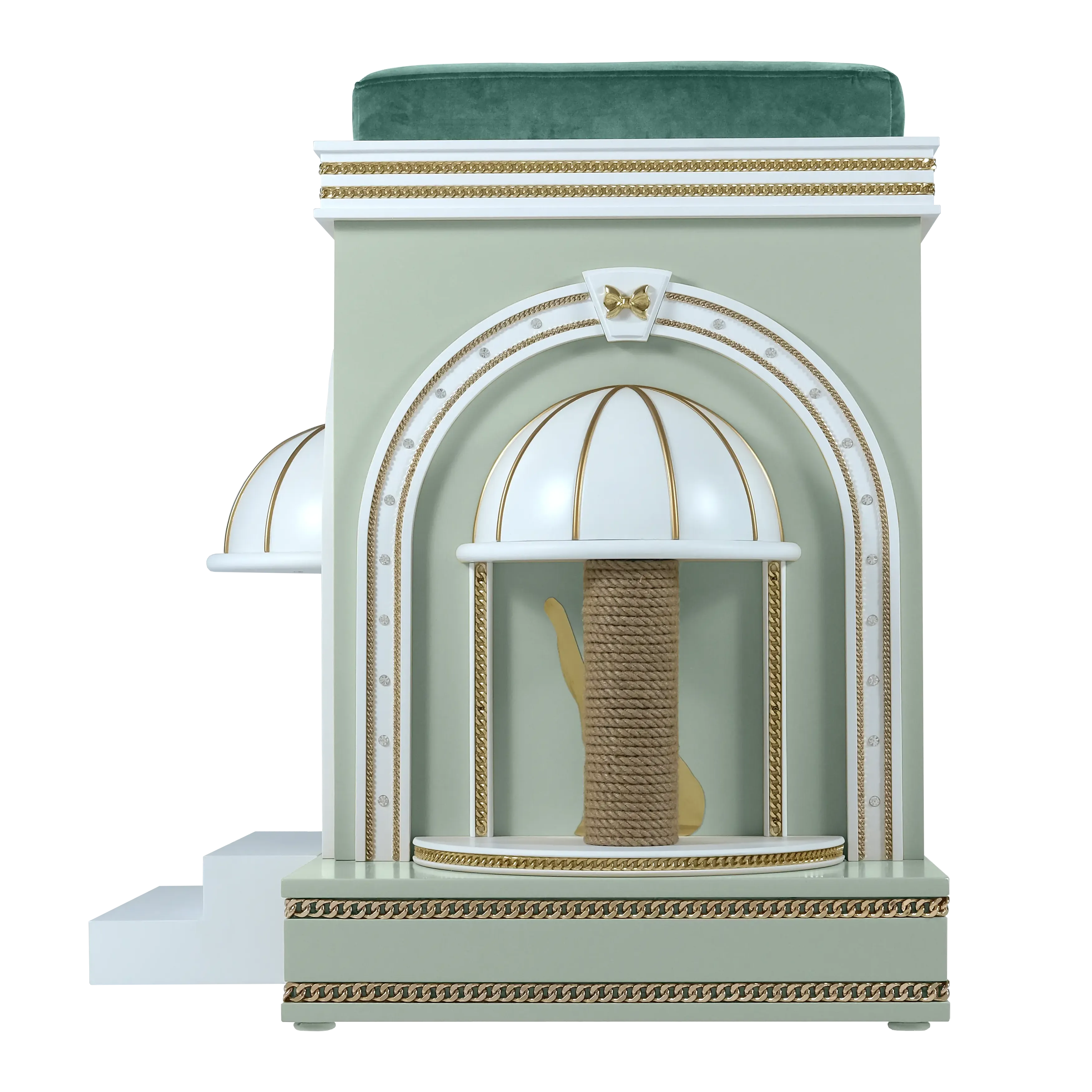 "Premium sisal scratching column on the ASTOR luxury pet house, where the wild instinct meets a tamed and modern designer masterpiece."