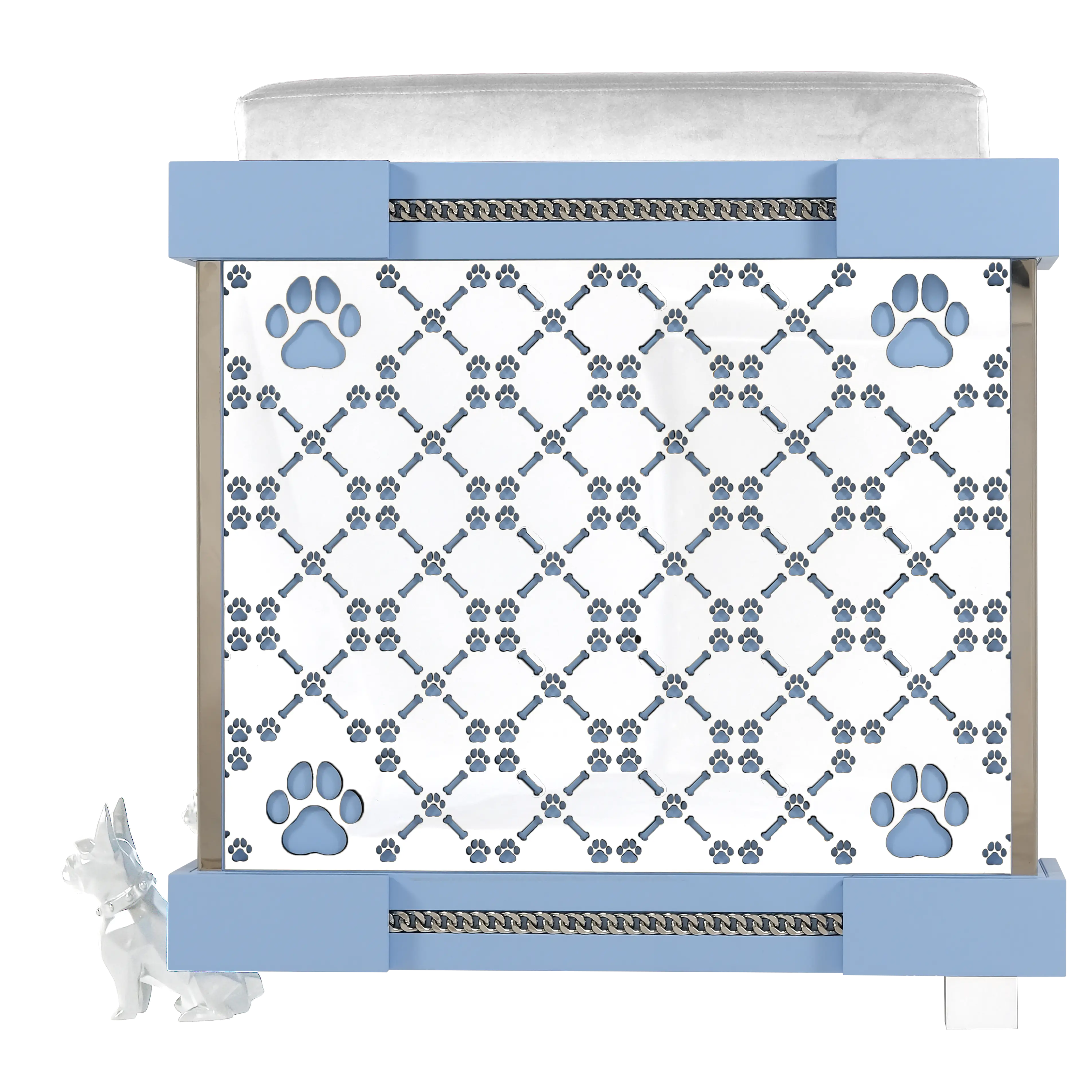 "Modern fashion FUROAR signature pattern on the Bleuy x-large Royal Palace kennel that icon pets and dogs love."