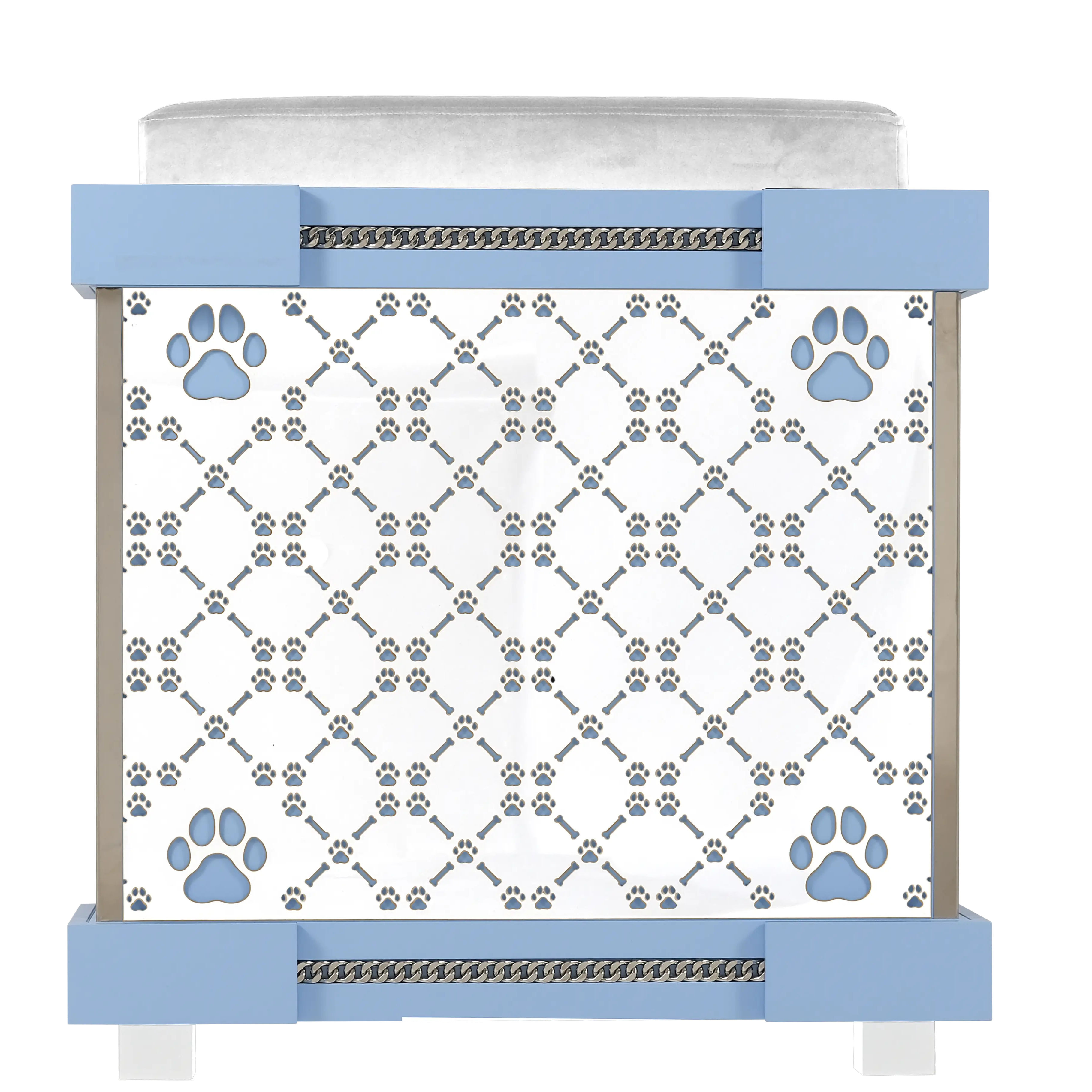 "Rear view of the x-large modern fashion Bleuy architectural kennel that dogs and extra-large dog breeds love."