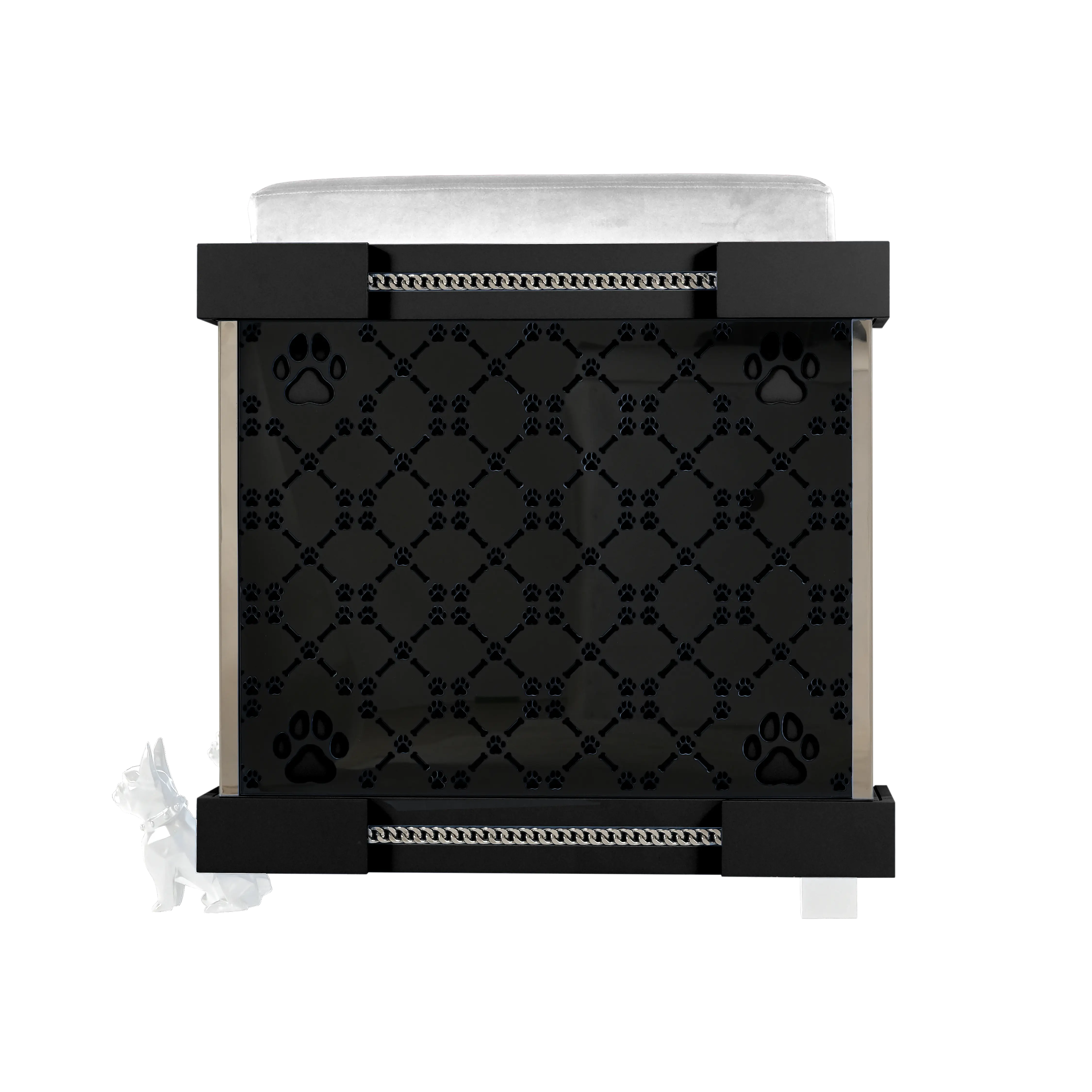 Bespoke nursery elevation of the Coco dog furniture kennel with ultra sleek white detailing.