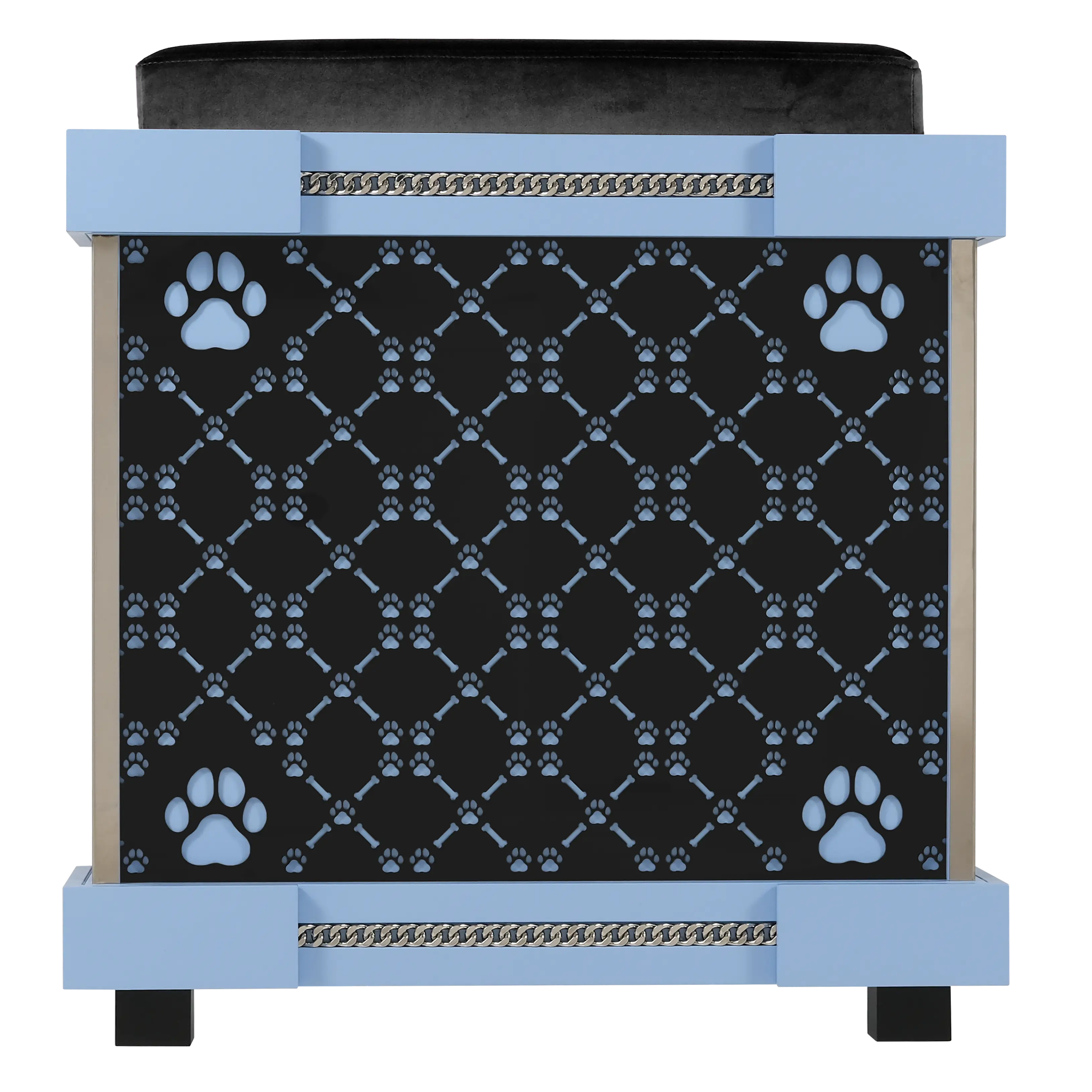"Rear view of the x-large modern designer architectural kennel that fashionable pets and extra-large dogs love."