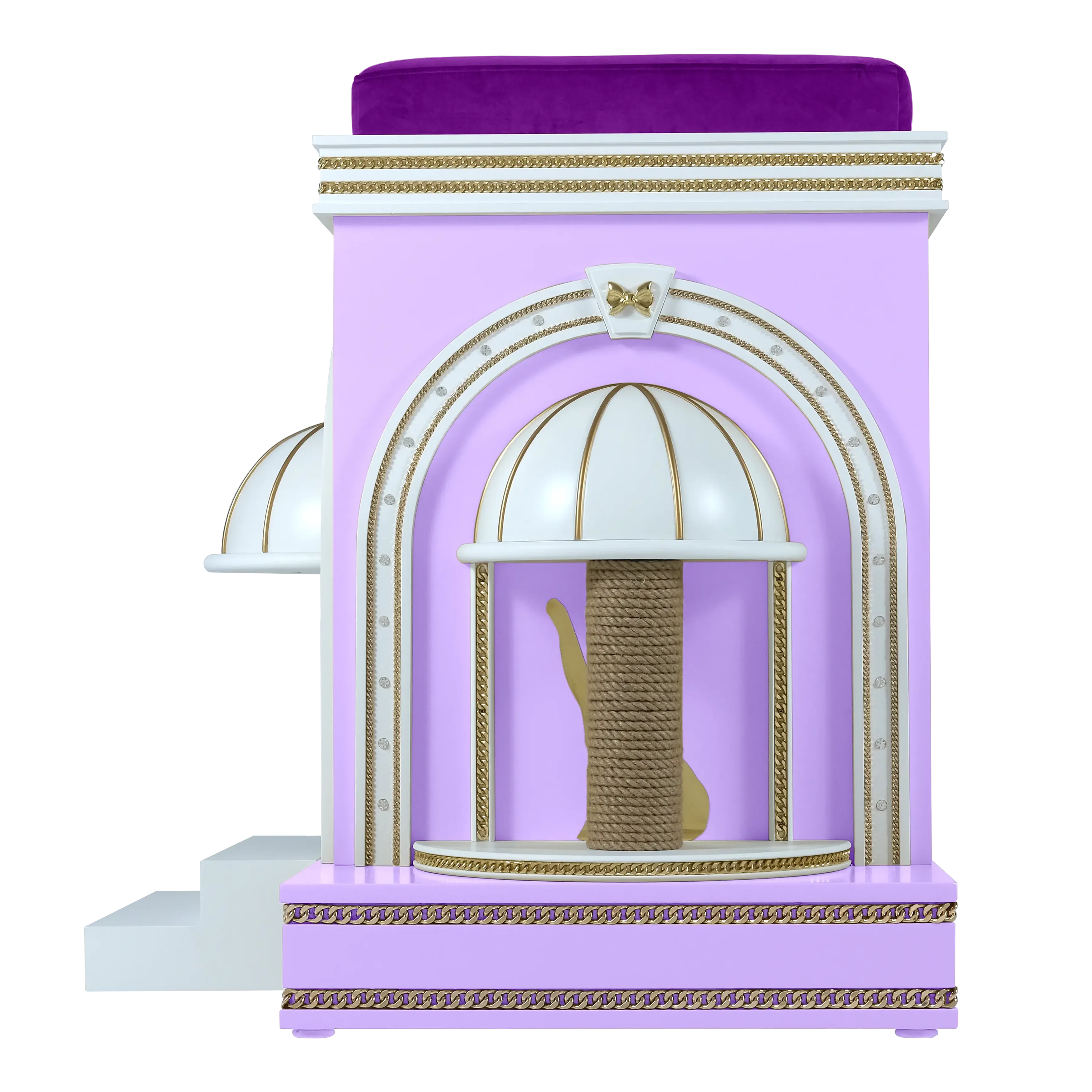 "Premium sisal scratching column on the LOLLY luxury cat house, where the wild instinct meets a tamed and romantic designer masterpiece."