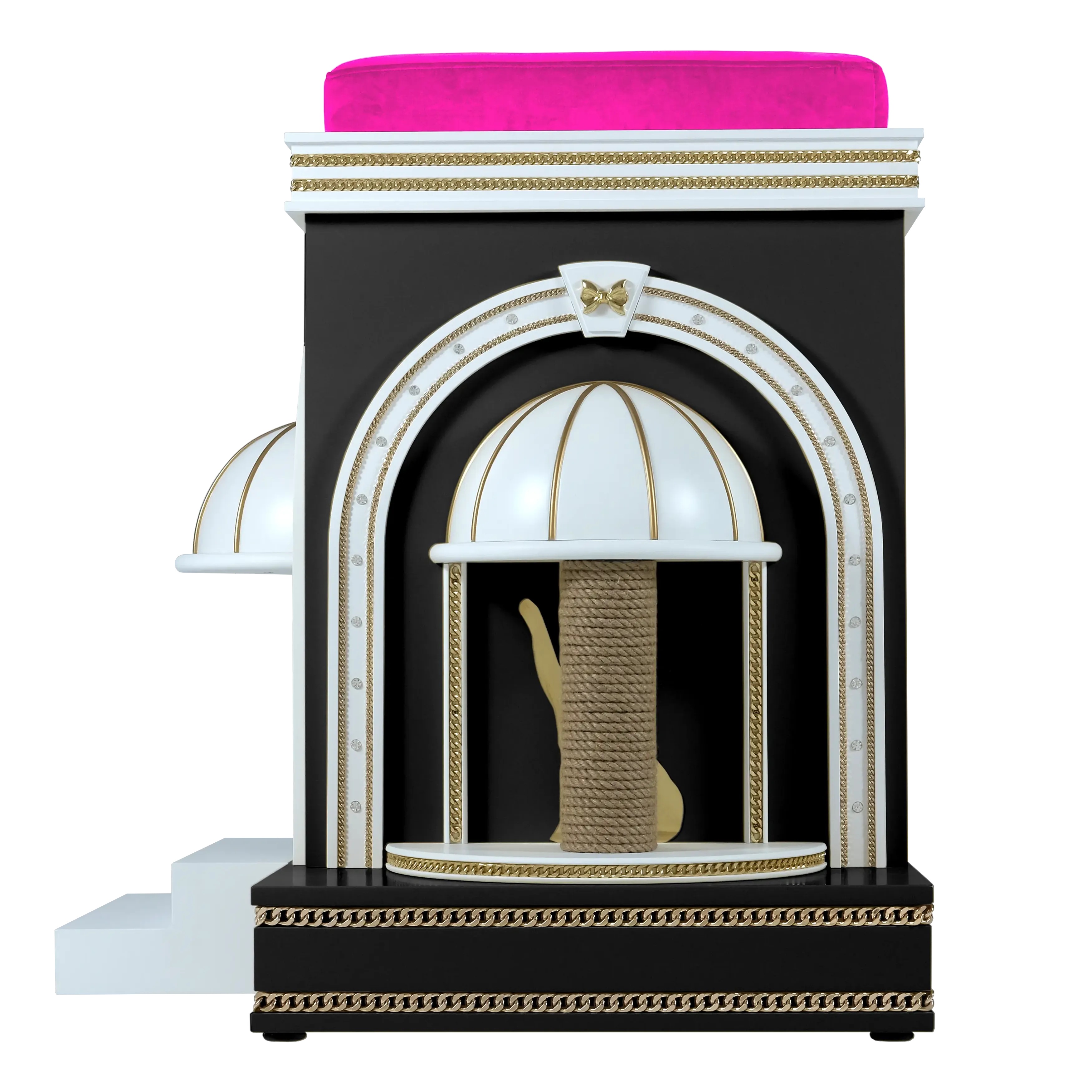 "Premium sisal scratching column on the ROXETTE mansion, where the wild instinct of the pet meets a tamed designer masterpiece."