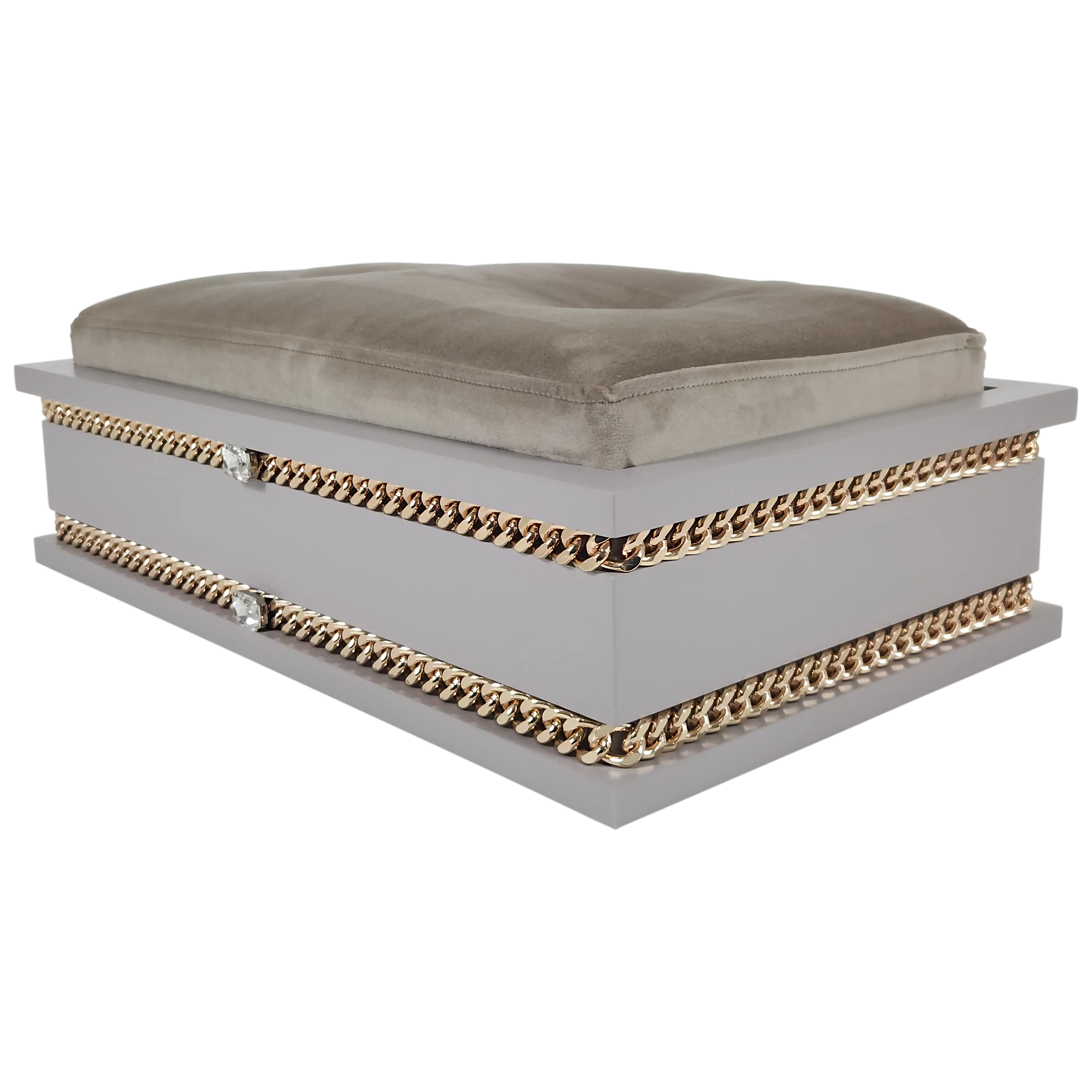 Side view of FUROAR Tom Medium pet bed showing plush velvet cushion for premium comfort
