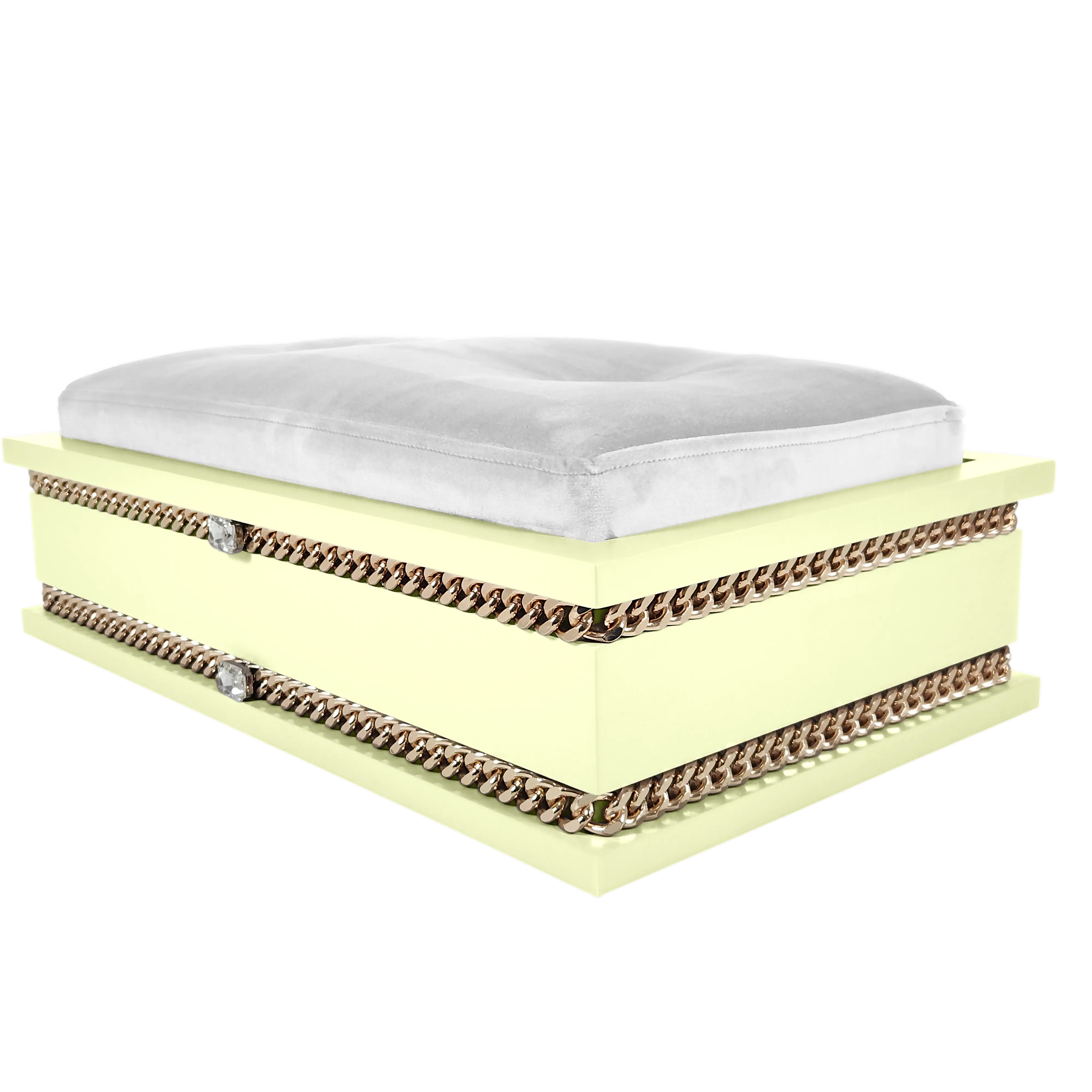 Side view of FUROAR Twinkle Medium pet bed showing plush velvet cushion for premium comfort