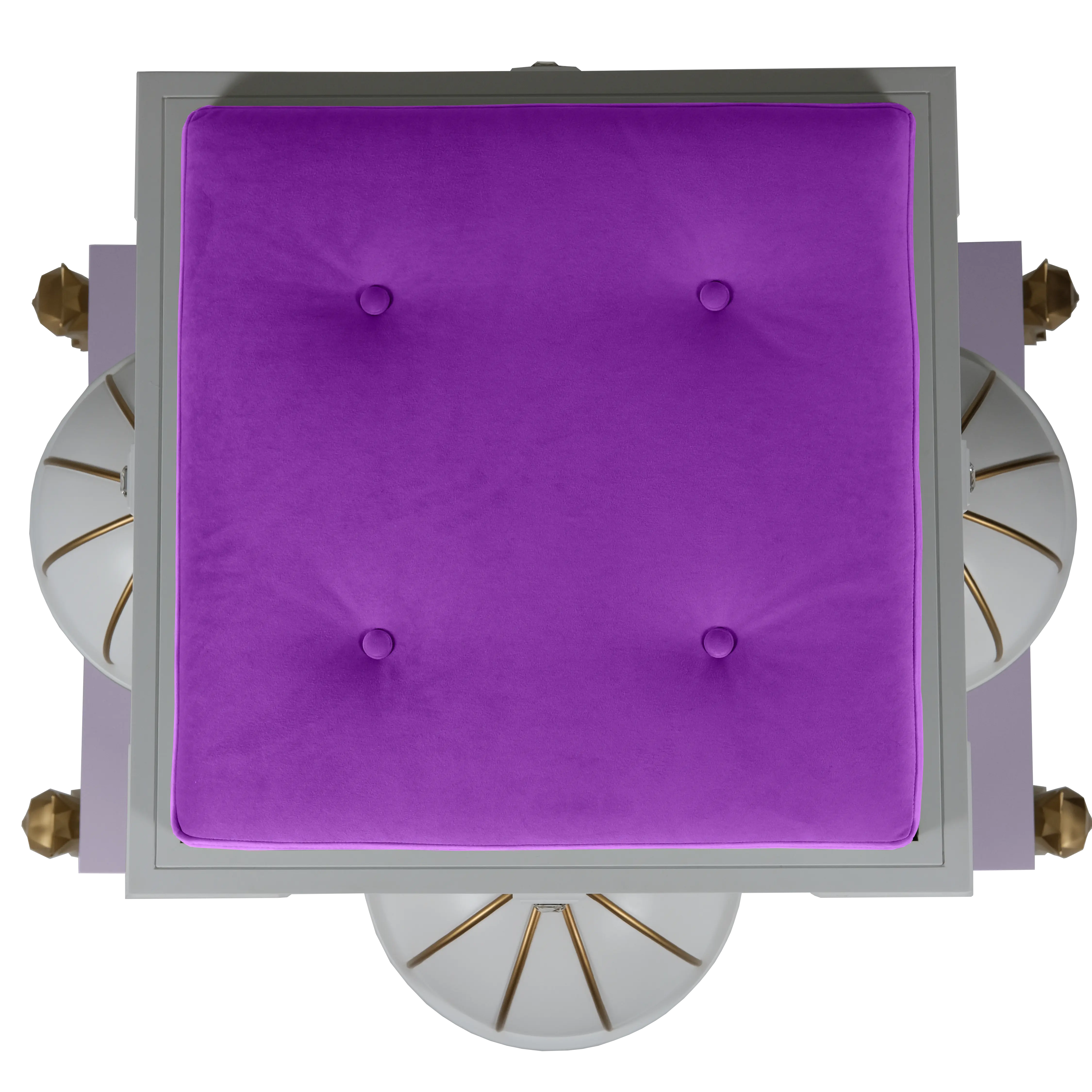 Bird's-eye view of the Veronika cat palace pet house interior showing the elegant velvet lounge area and plush cushion.
