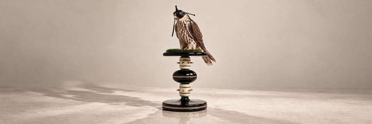 FUROAR Majestic Eagle & Falcon Perch Collection featuring luxury designer perches with architectural forms, gold detailing and refined finishes for falcons and eagles.