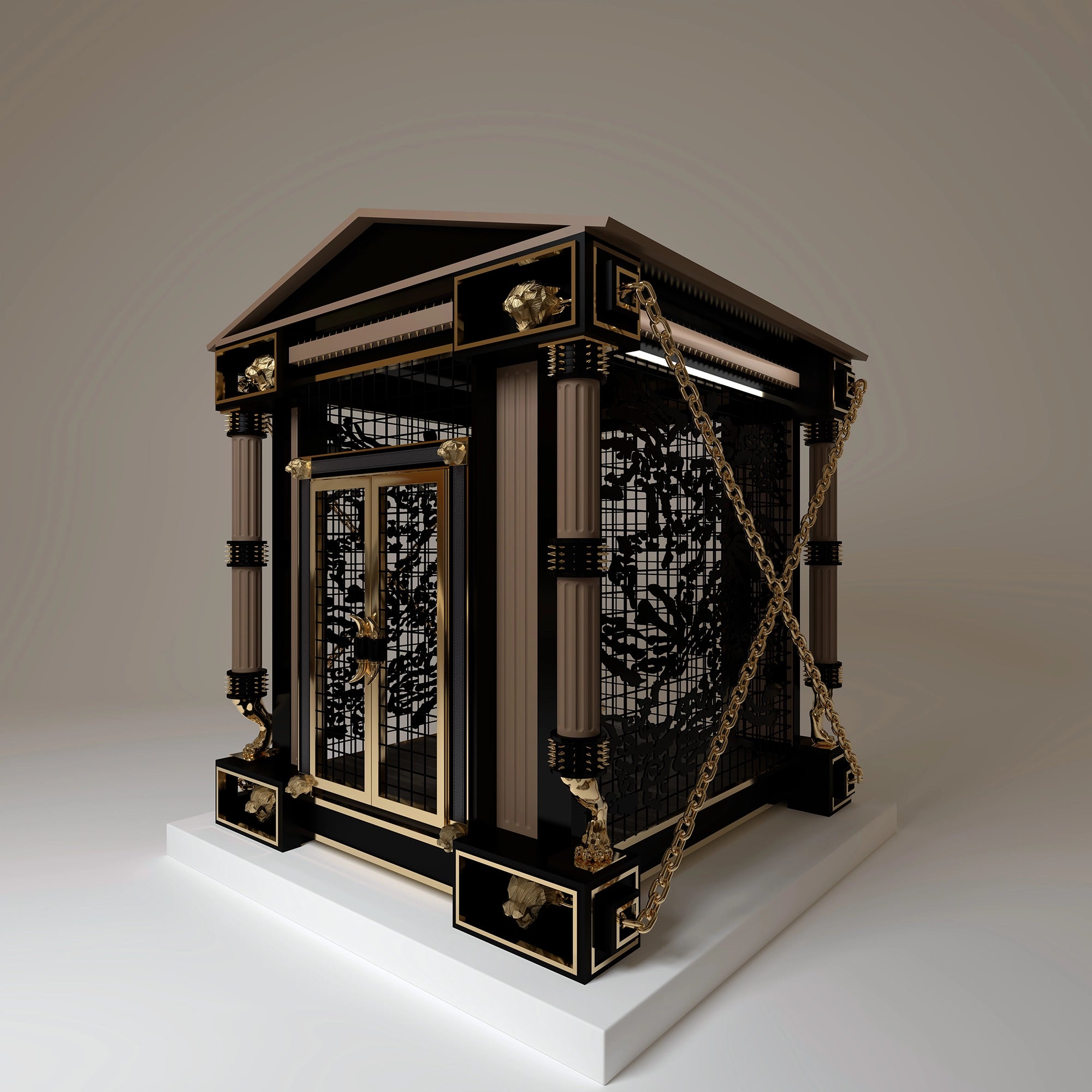 The Fearless exotic animal enclosure – sandstone panels and 24K gold detailing by Furoar