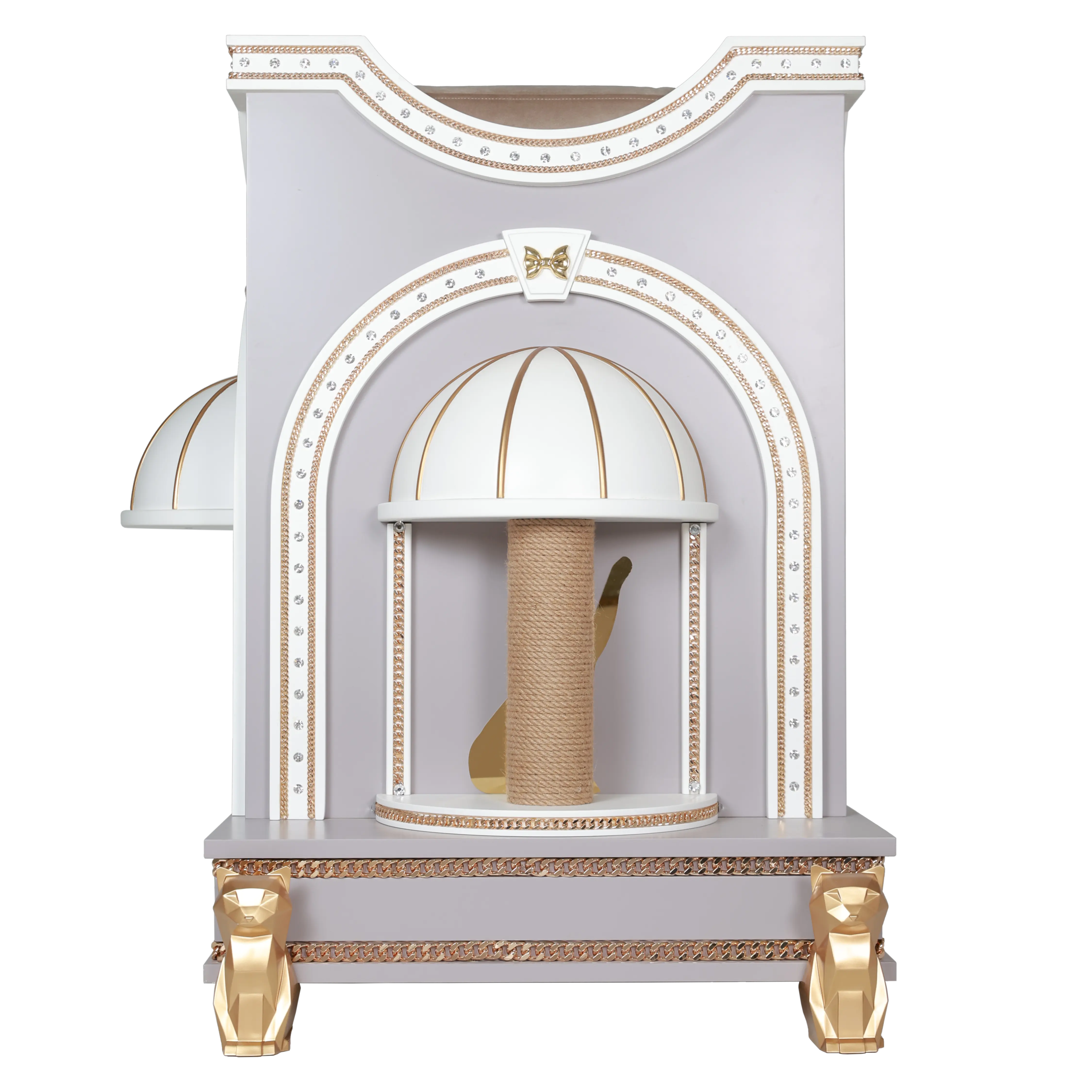 "Premium sisal scratching column on the TOMMY royal shelter, where the wild instinct of the cat meets a tamed designer masterpiece."