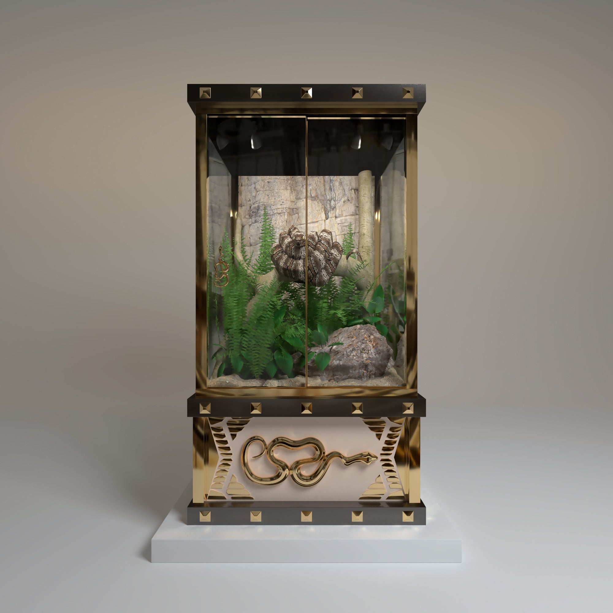 Luxury gold and bronze Sinuous vivarium by FUROAR.