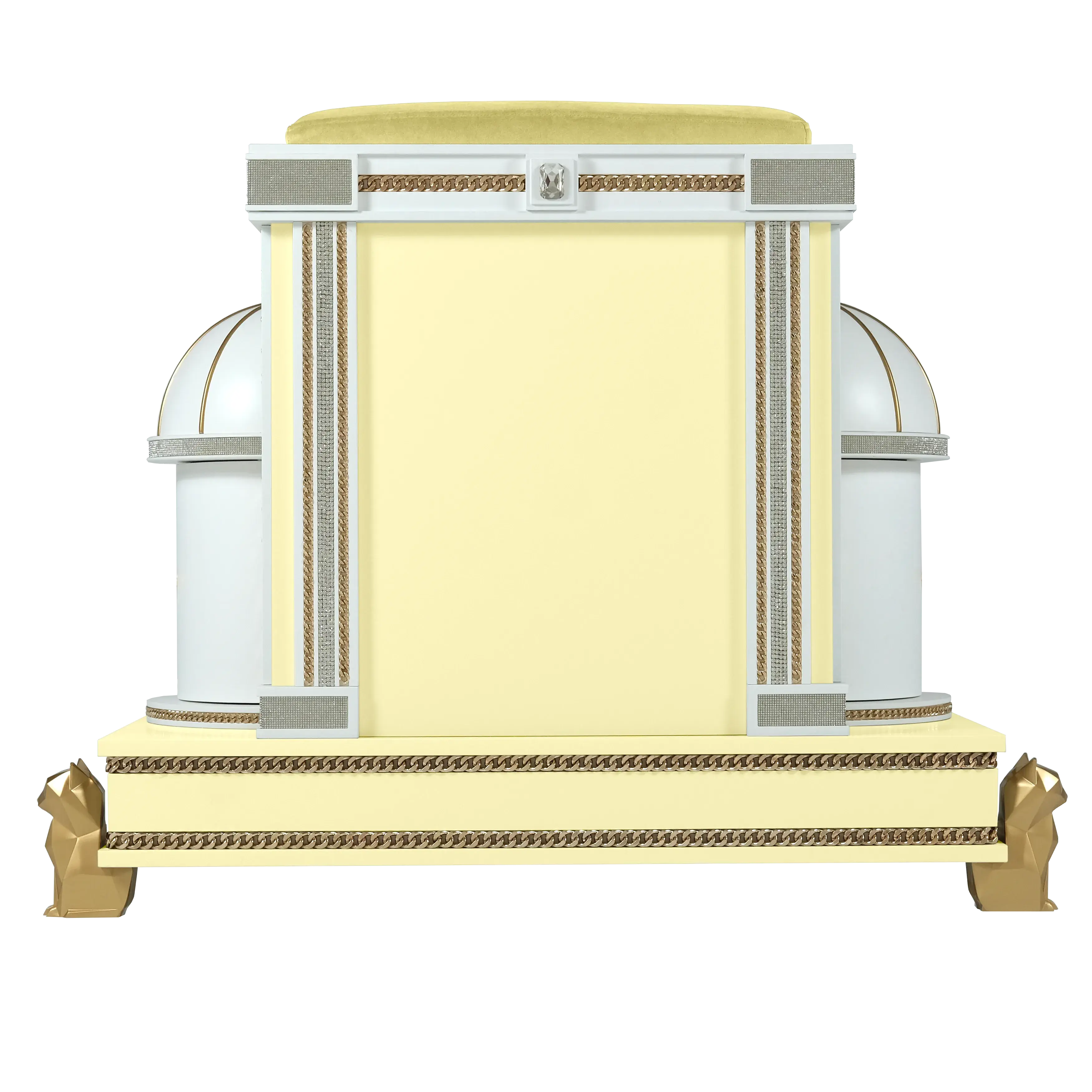 Rear view of the Duchess modern designer cat house pet palace showcasing the solid handcrafted build and refined aesthetic.