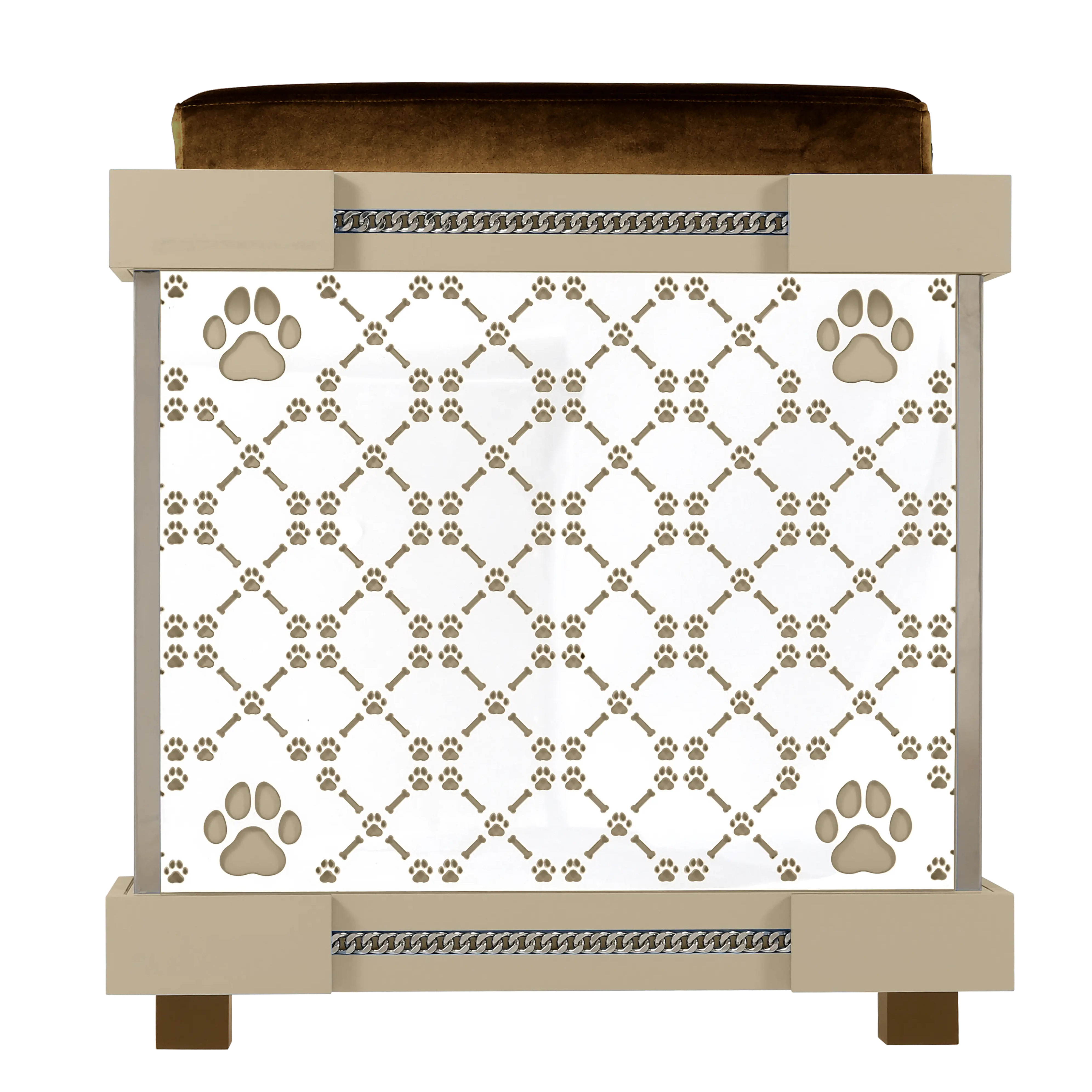 "Rear view of the x-large modern fashion Puppy Play Royal Palace architectural kennel that extra-large dogs love."