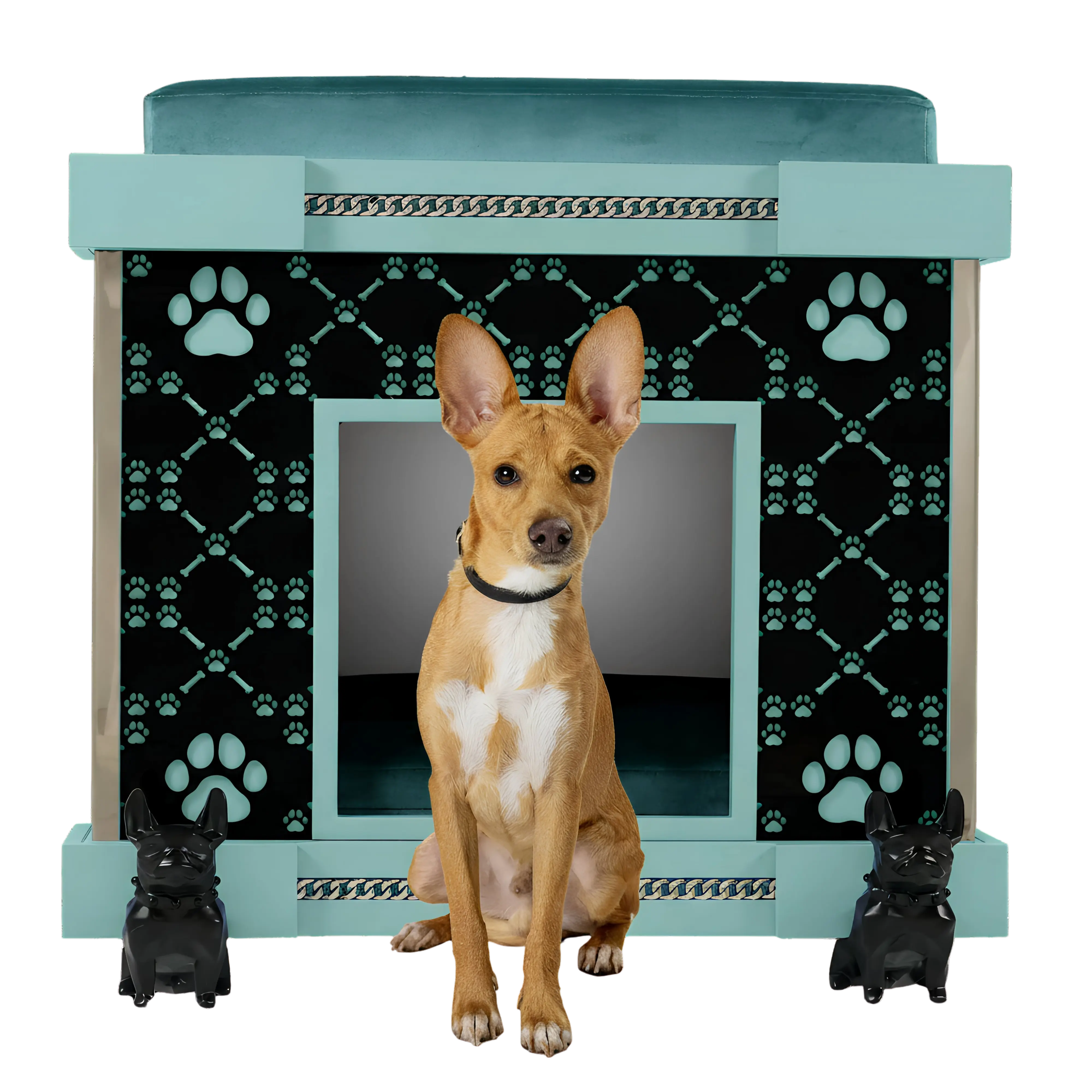 The Captain Medium indoor pet kennel house Executive Suite in an ultra sleek finish.
