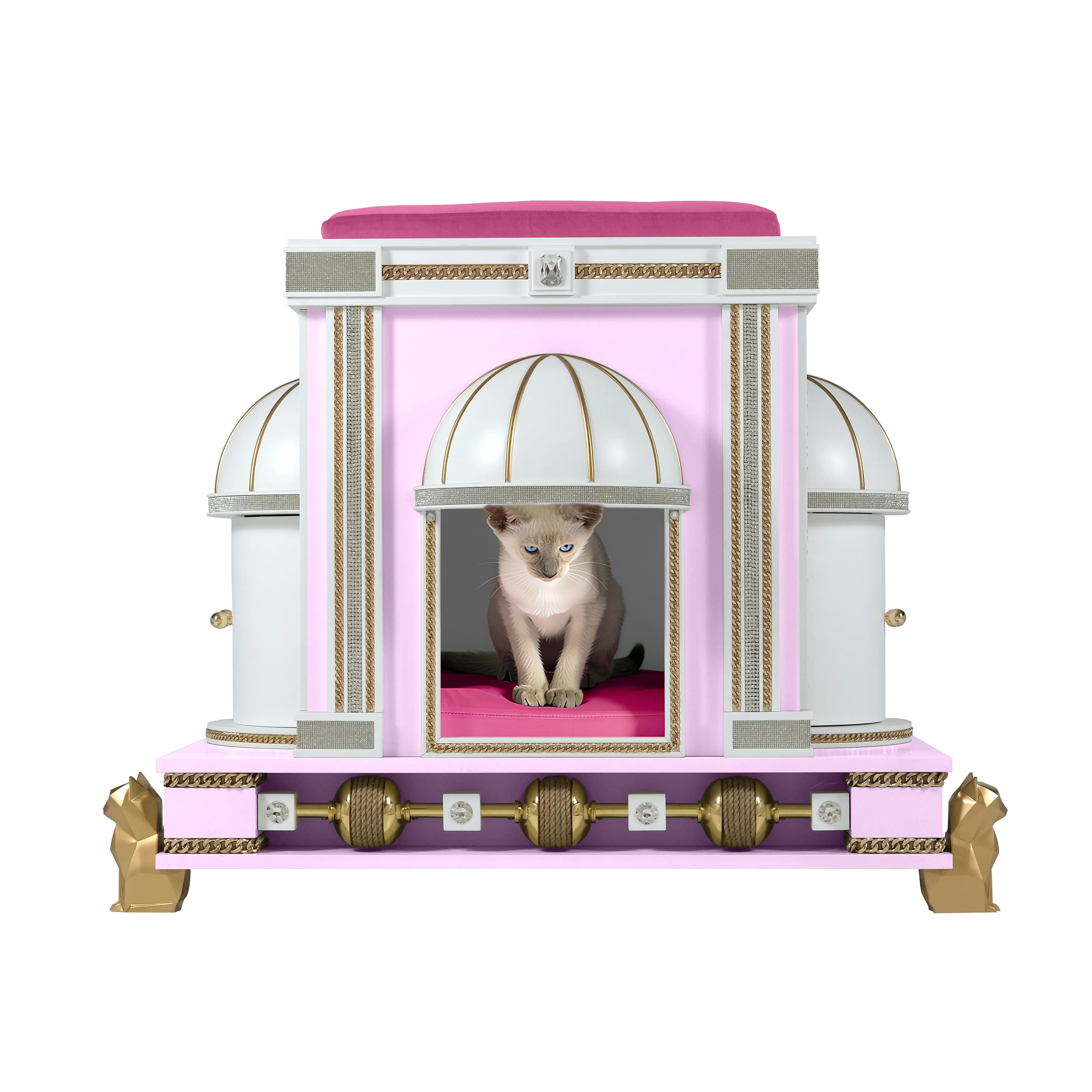 The Charlotte modern designer cat house, a cute and romantic pet palace designed for a luxury cat or kitten.