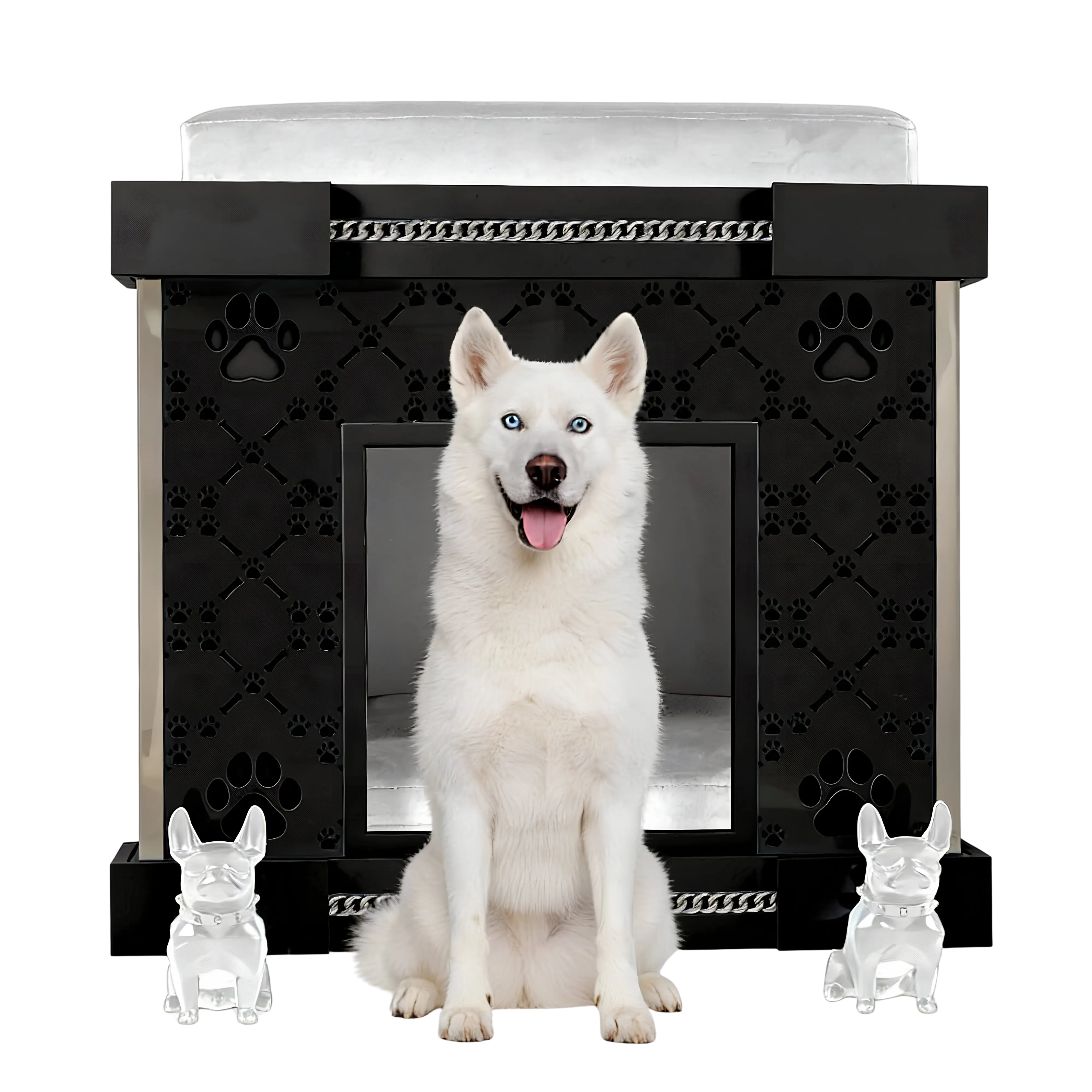 "Modern designer FUROAR Coco Estate Suite, a luxury architectural kennel for the fashionable pet and large breeds."