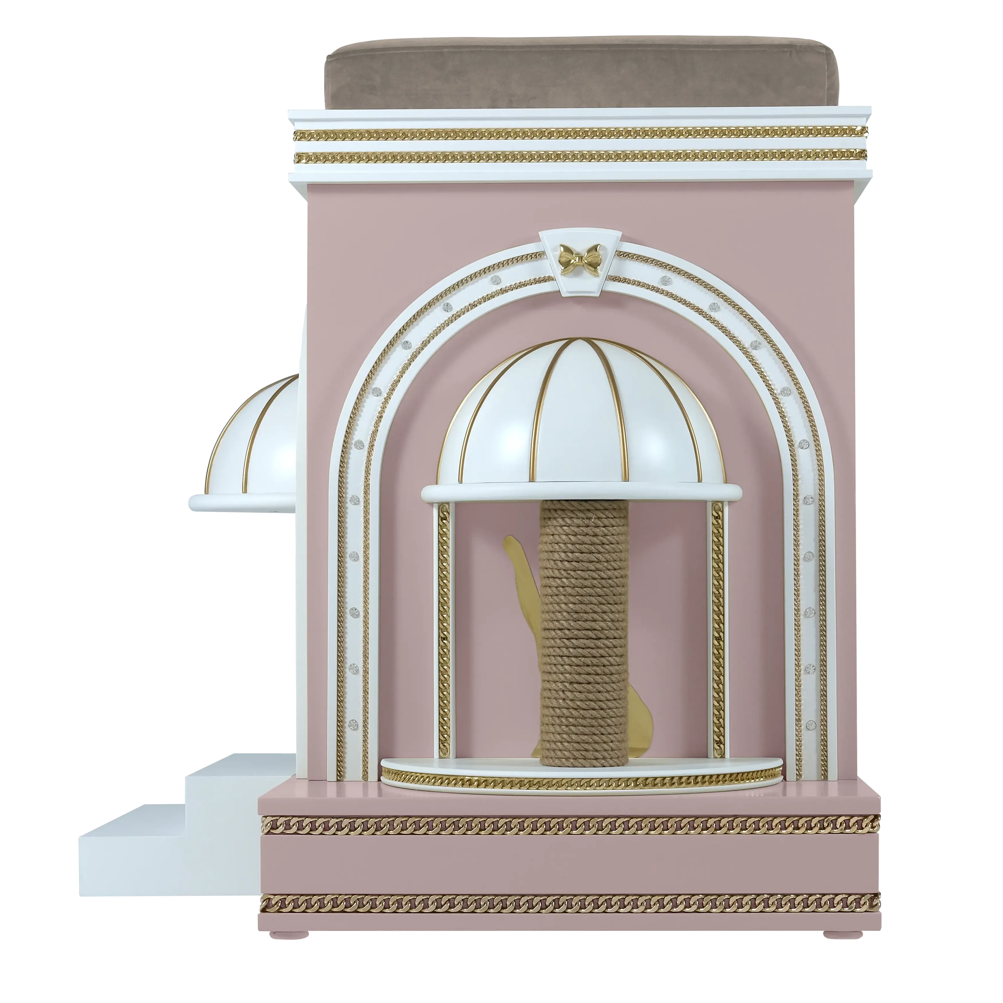 "Premium sisal scratching column on the CUDDLES luxury pet house, where the wild instinct meets a tamed and loving designer masterpiece."