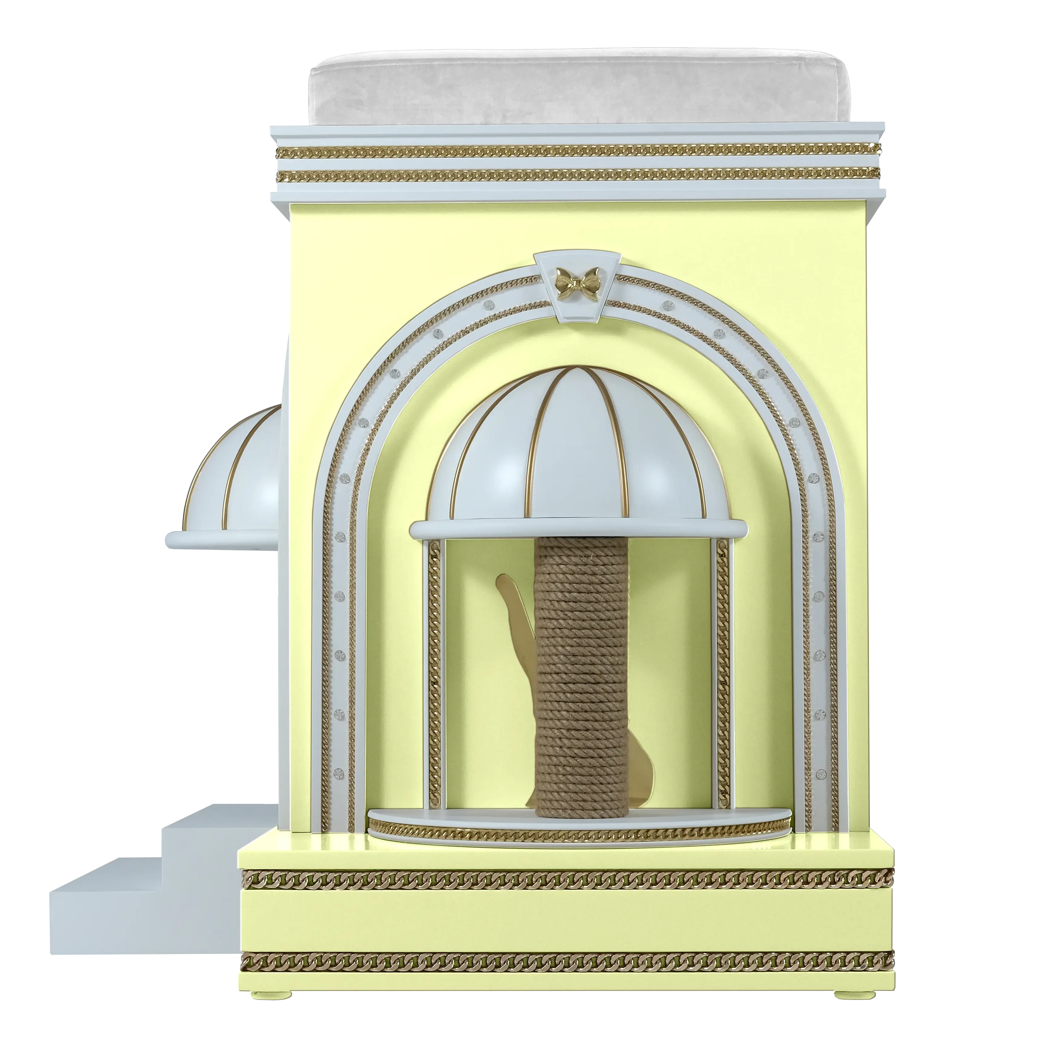 "Premium sisal scratching column on the DAISY luxury pet house, where the wild instinct meets a tamed and cute designer masterpiece."