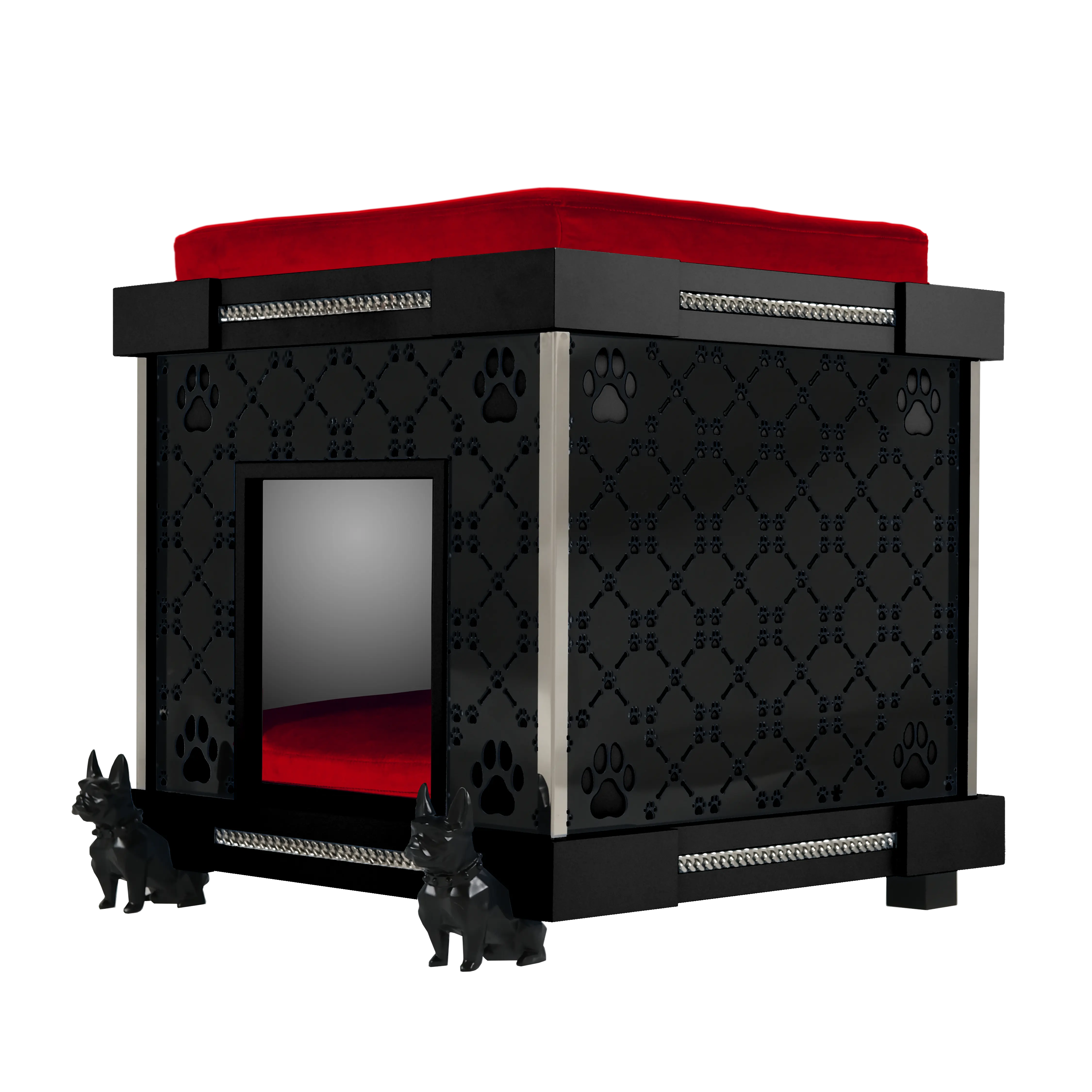  "Extra-large dog breeds and fashionable pets will love the modern elegance of this spacious Icon kennel interior."