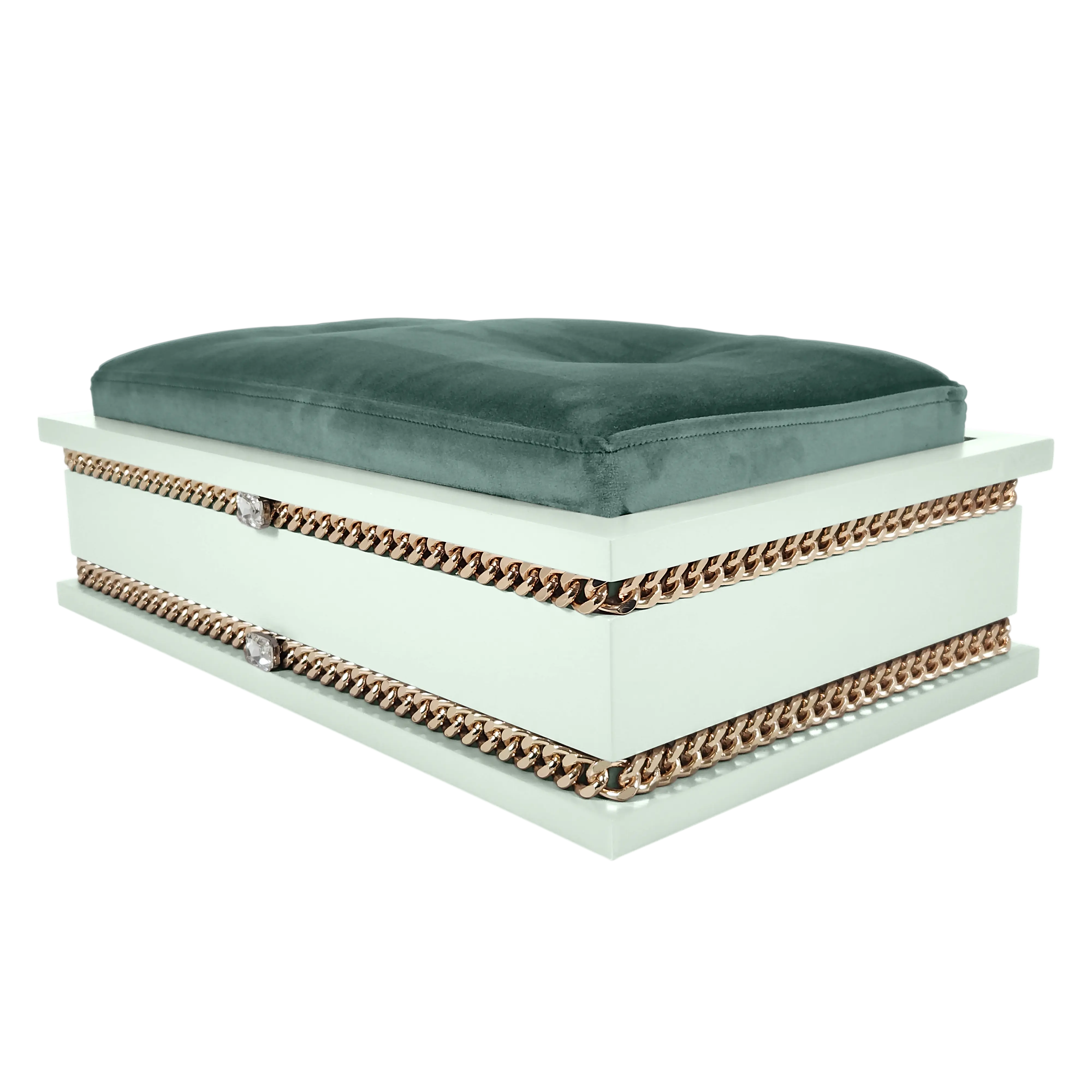 Side view of FUROAR Ivy Medium pet bed showing plush velvet cushion for premium comfort
