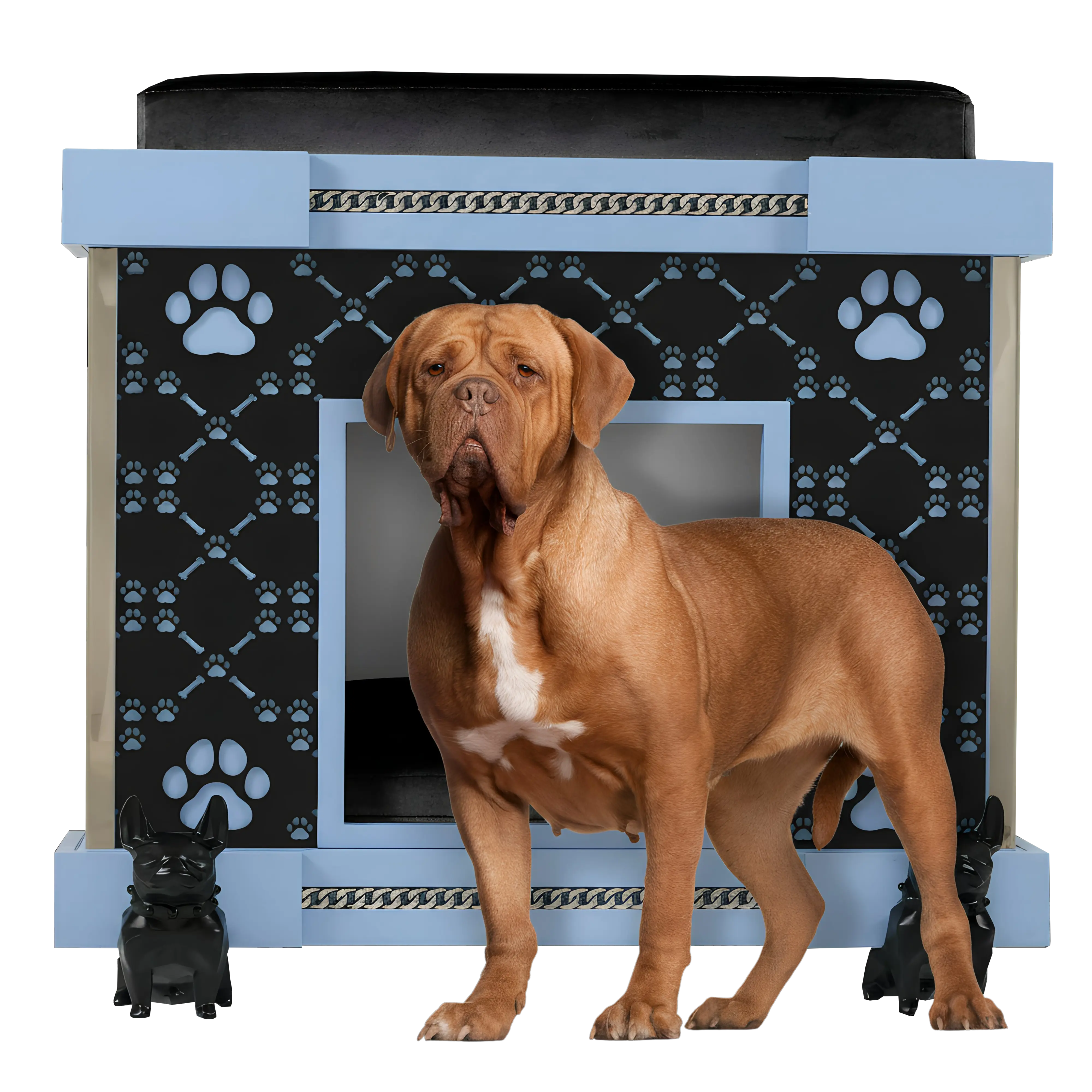 "Modern elegance you will love: FUROAR Junior Royal Palace designer kennel for fashionable pets and extra-large dog breeds."