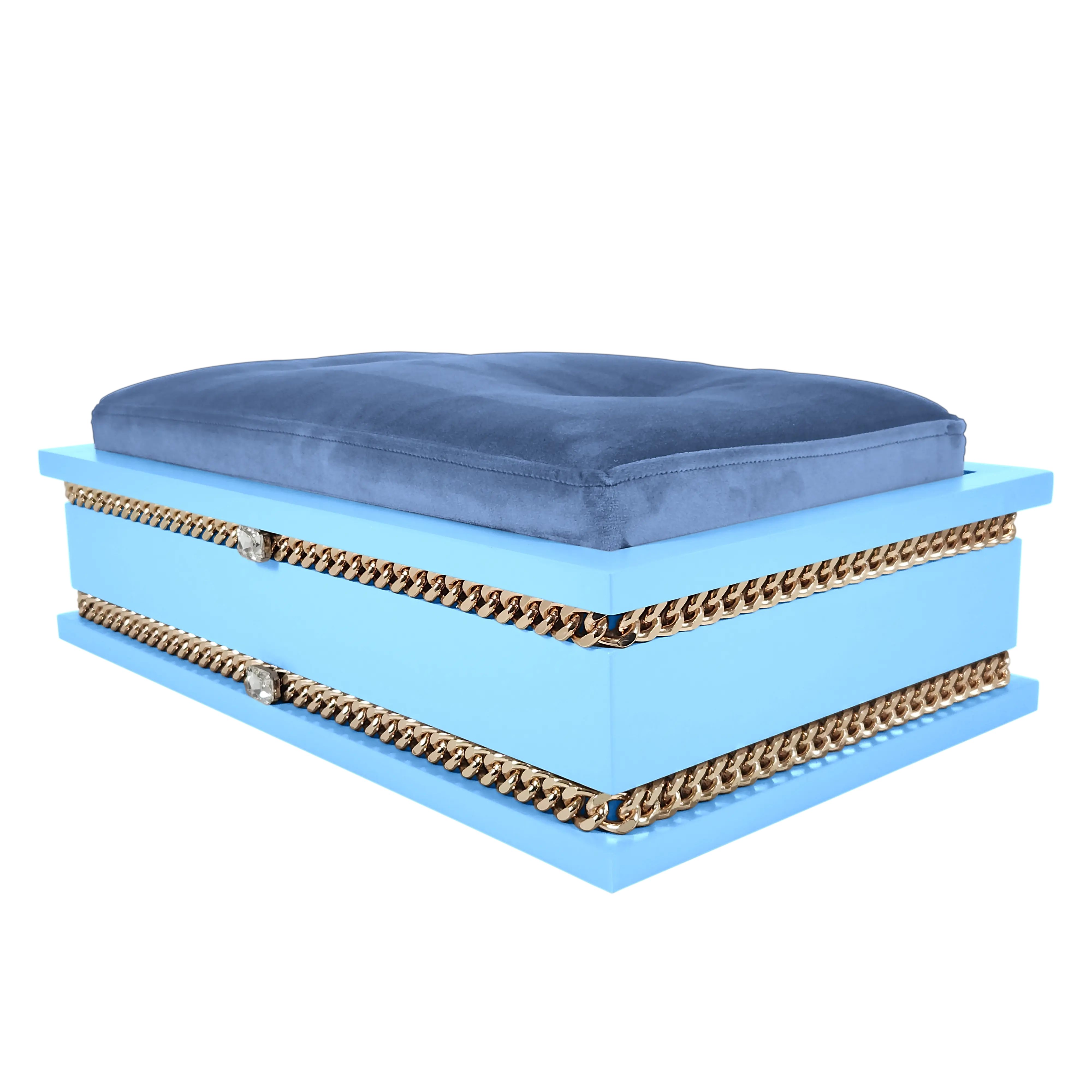Side view of FUROAR Maison Small pet bed showing plush velvet cushion for premium comfort