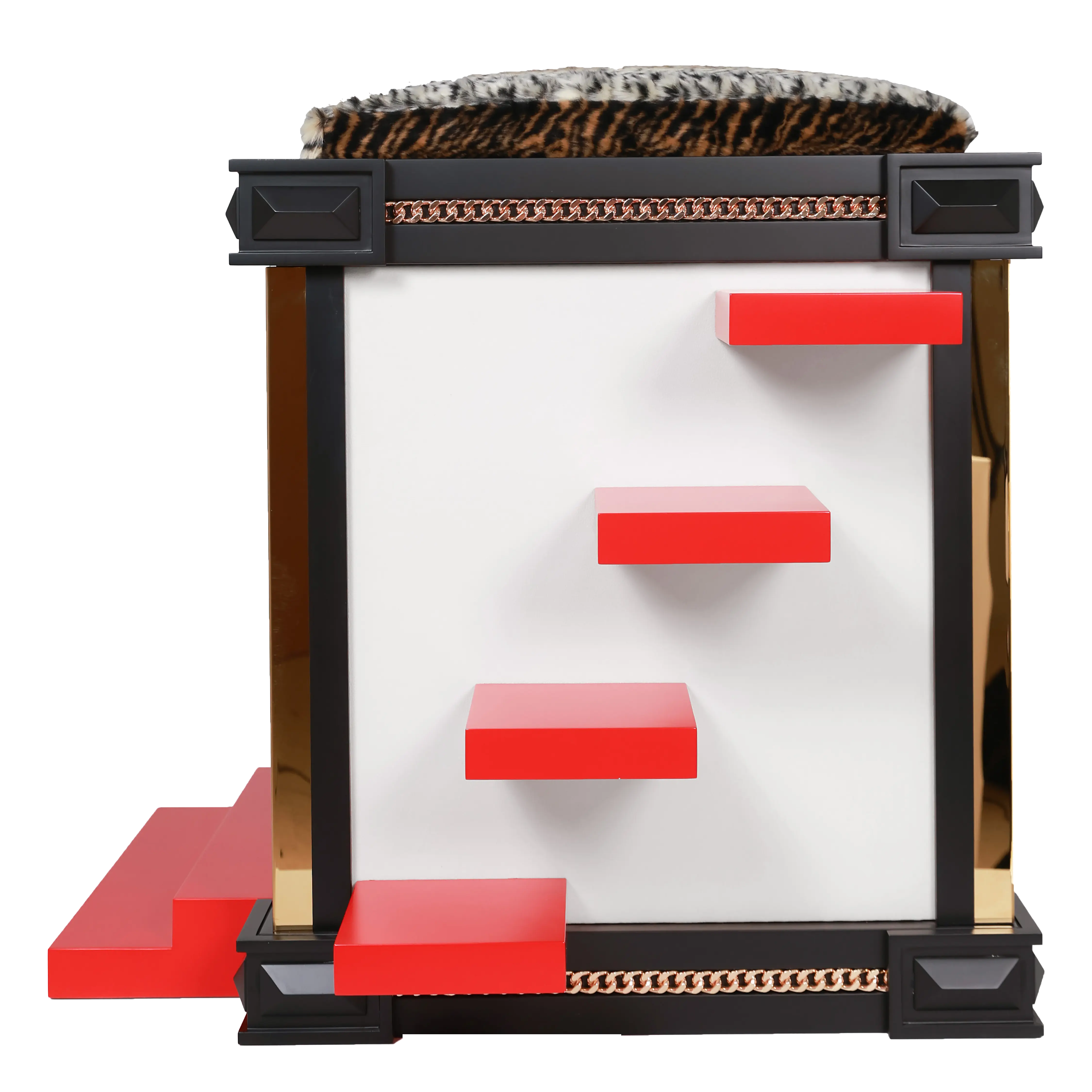 Side view of the Posh Medium showing elegant floating stairs and super glam profile.