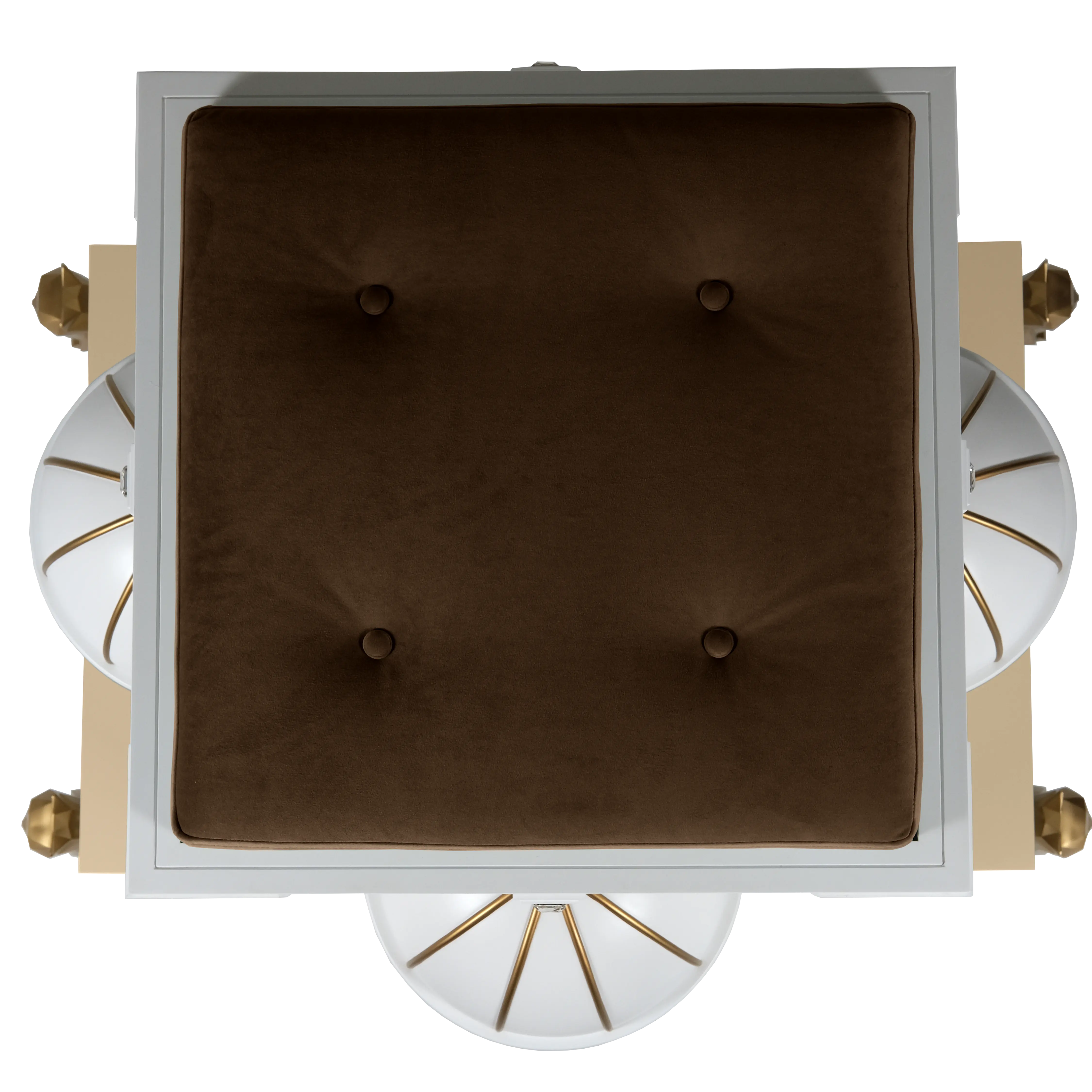 Top view of the Rockstar pet palace showing the plush lounge area surrounded by a designer cat house gold rotunda.