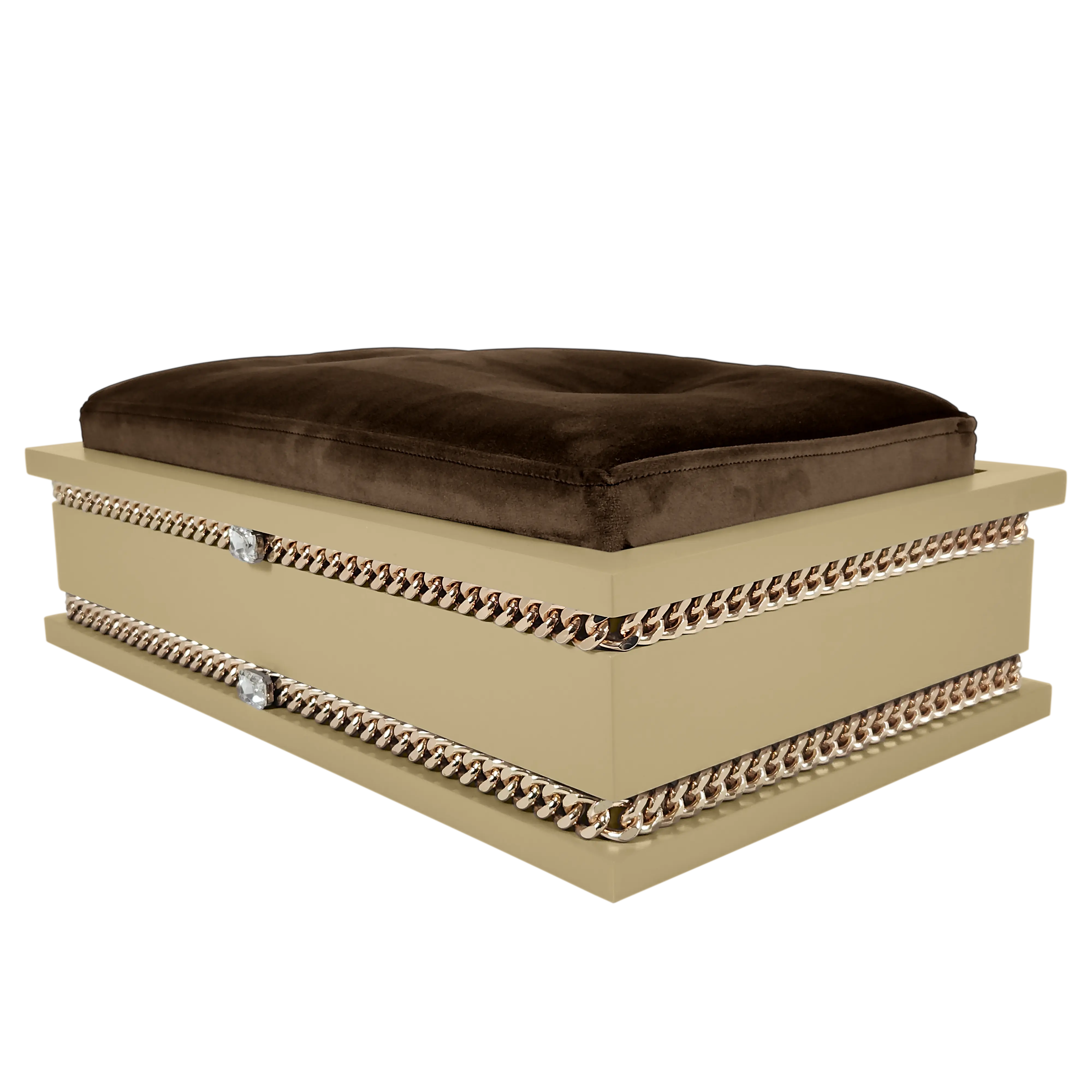 Side view of FUROAR Rocky Small pet bed showing plush velvet cushion for premium comfort