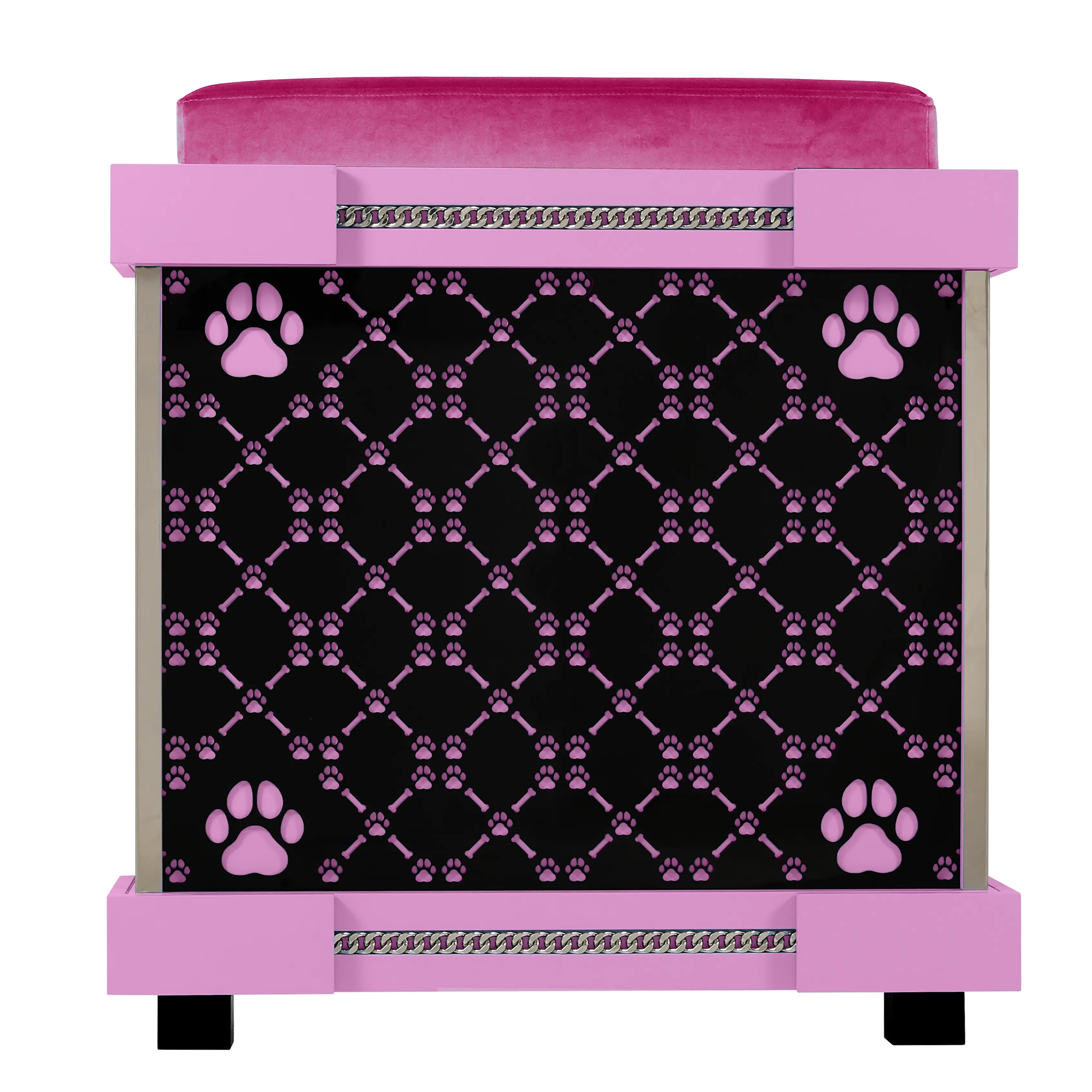 "Rear view of the x-large modern designer architectural kennel that fashionable pets and extra-large dogs love."