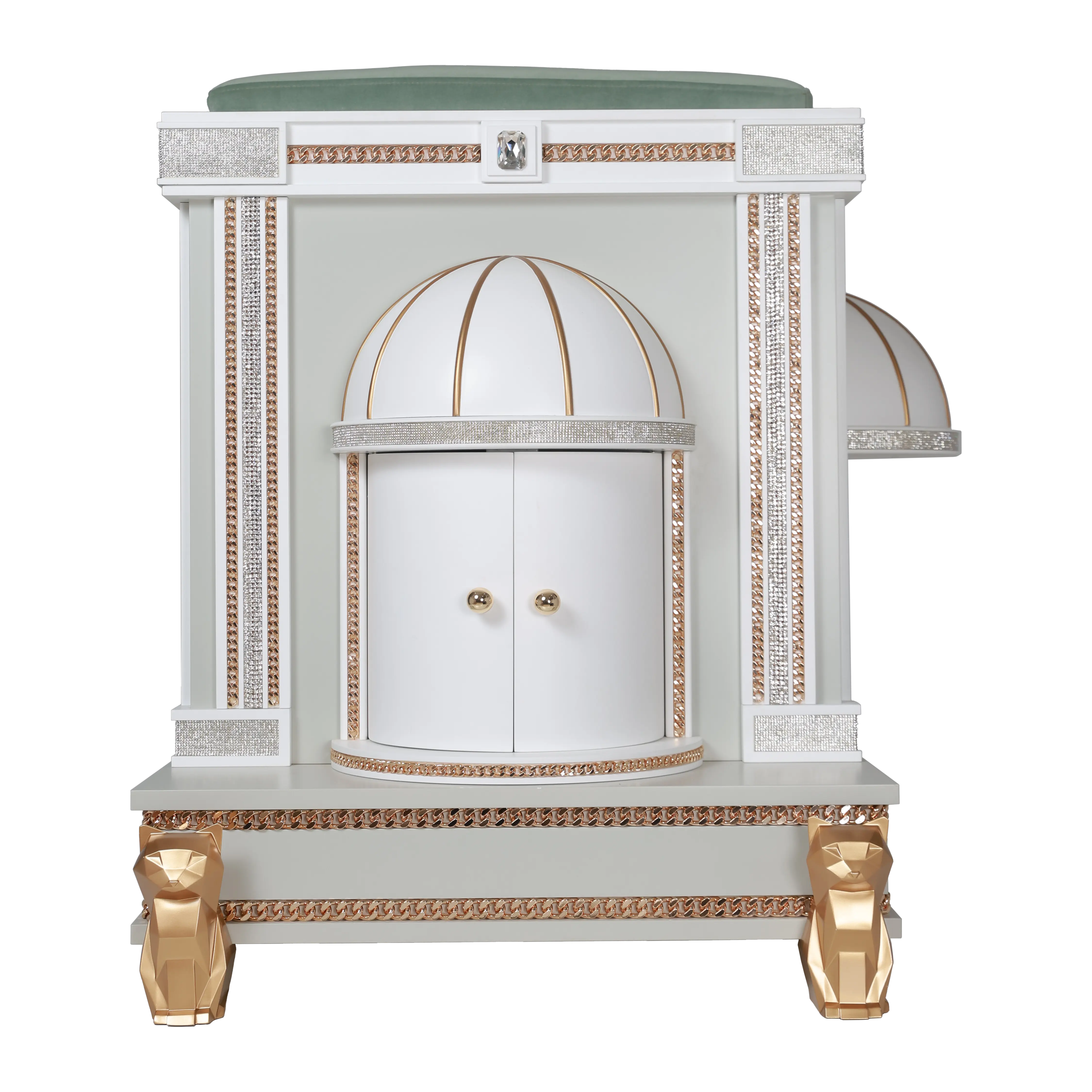"Perspective shot of the TAYLOR modern designer couture pet palace, where the wild spirit meets a sophisticated architectural masterpiece."