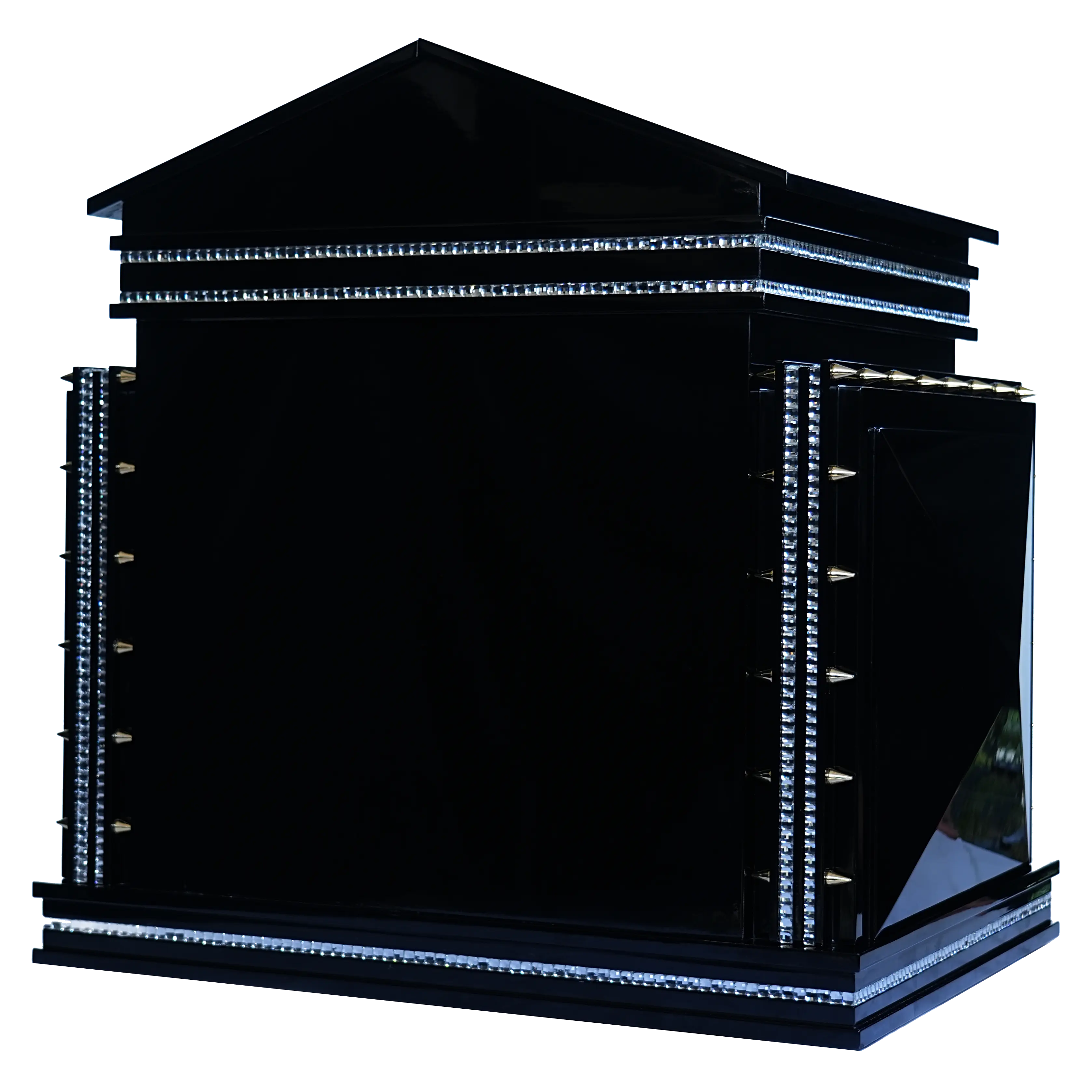 Rear view of the modern Beverly Hills Medium dog kennel house with sharp architectural lines.