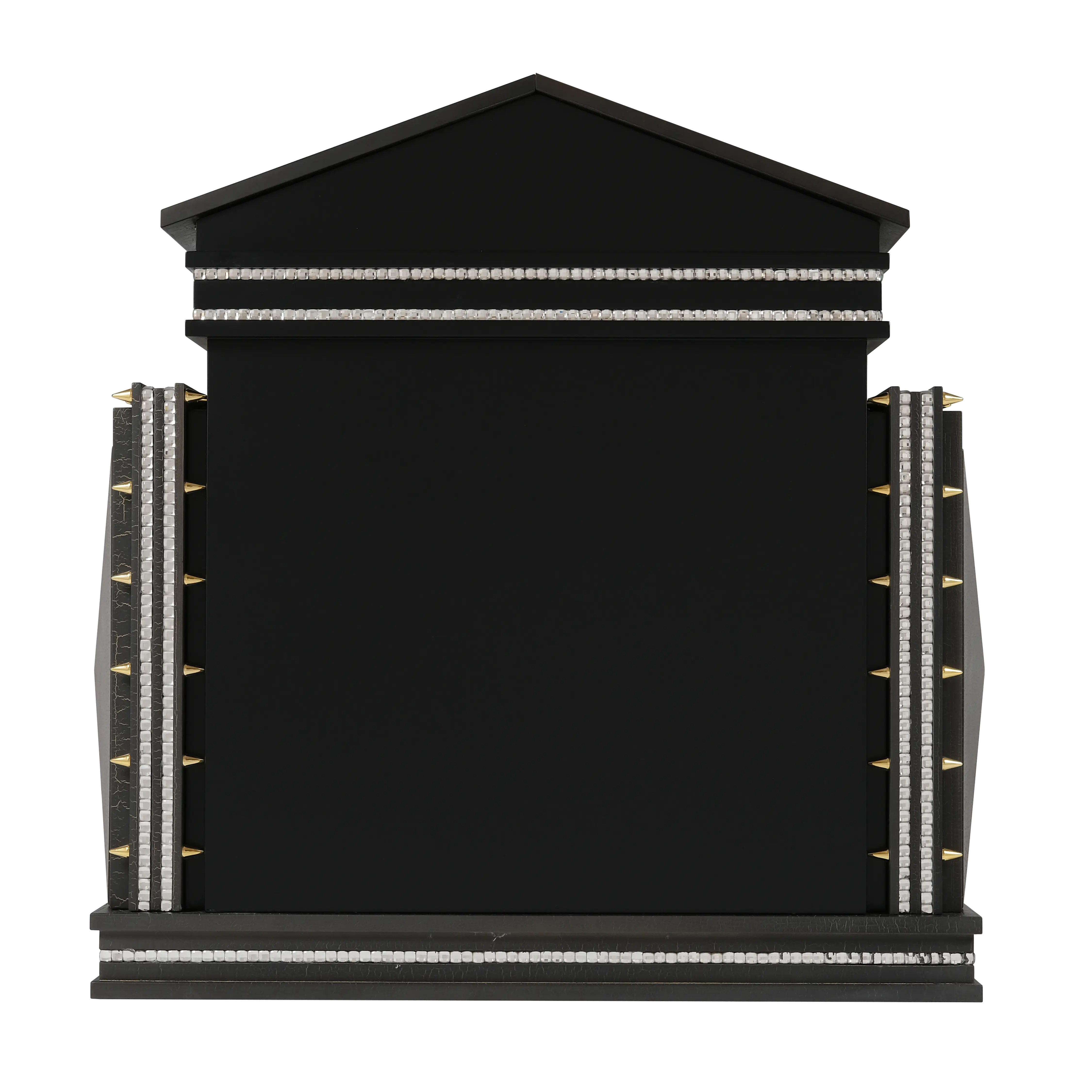 Rear view of the modern glam Hollywood Large indoor dog kennel house for Dalmatians.