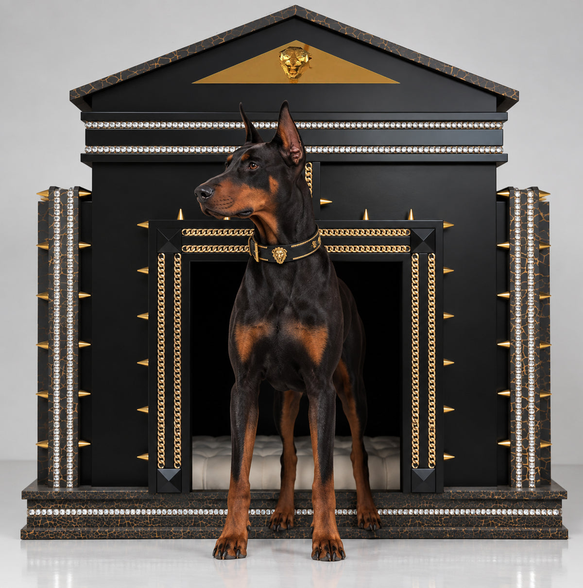 The Hollywood Large Luxury Dog Kennel - Bespoke 24K Gold Panther Edition