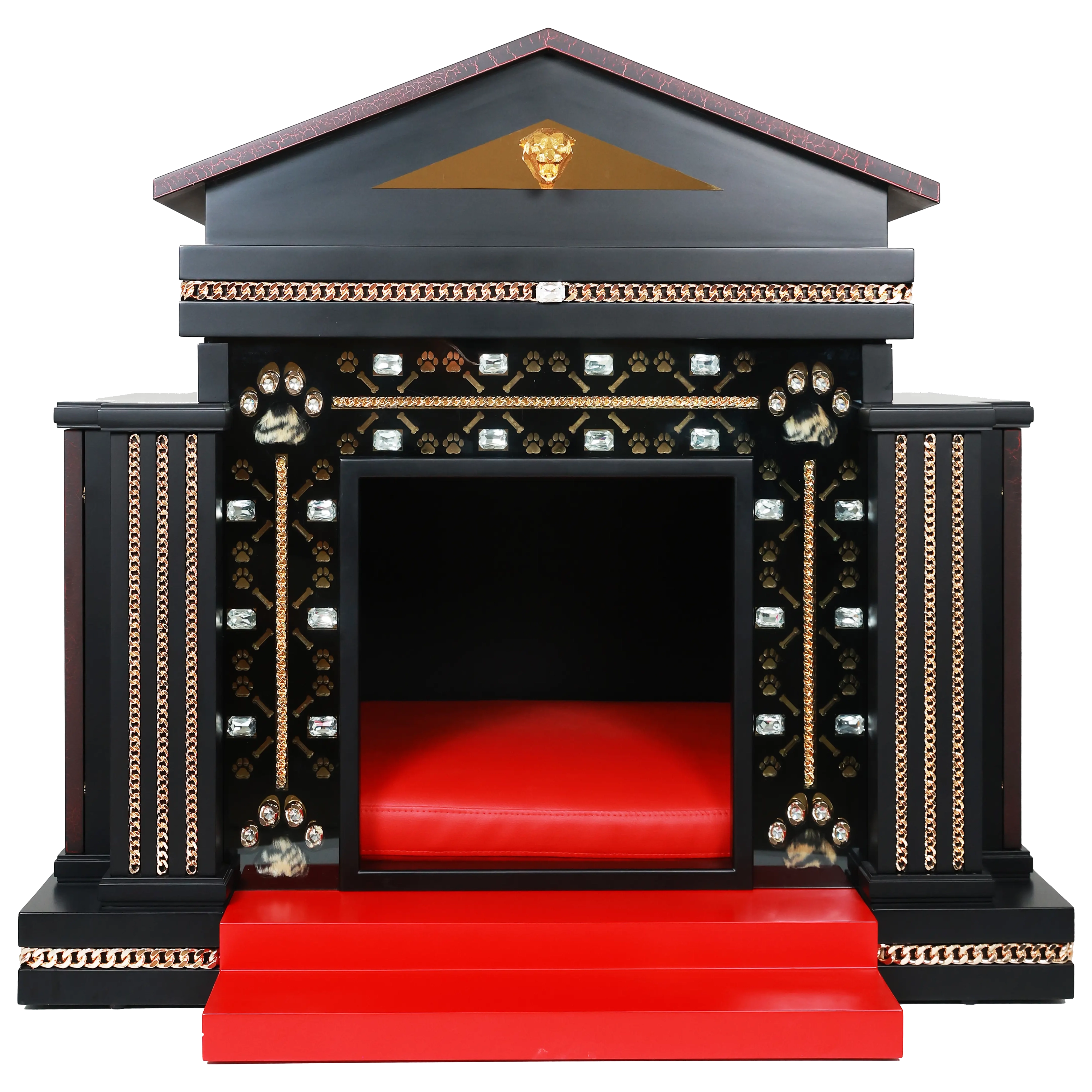 Crystal and chain encrusted into FUROAR signature design on The Star Medium dog kennel.