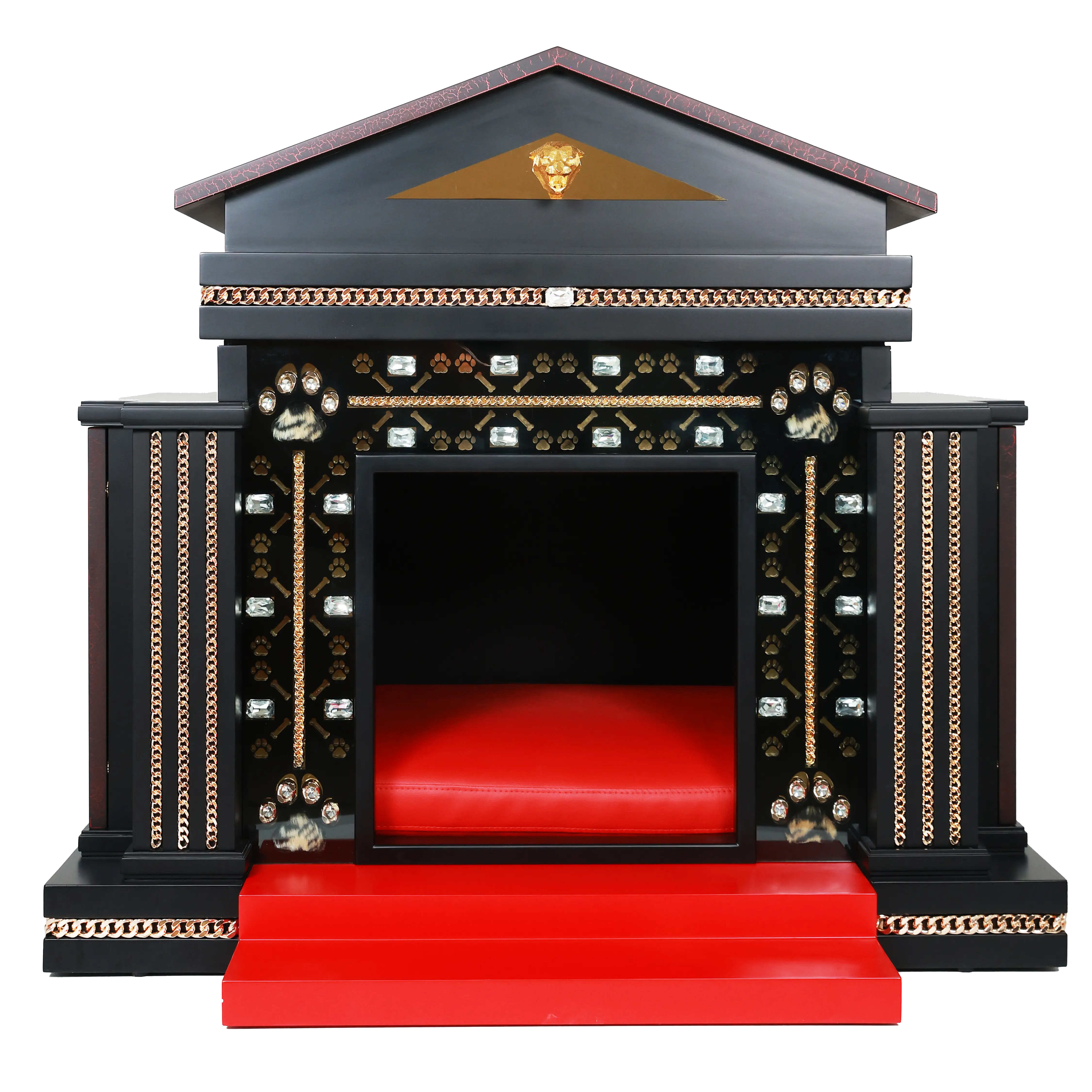 Crystal and chain encrusted into FUROAR signature design on The Star Small dog kennel.