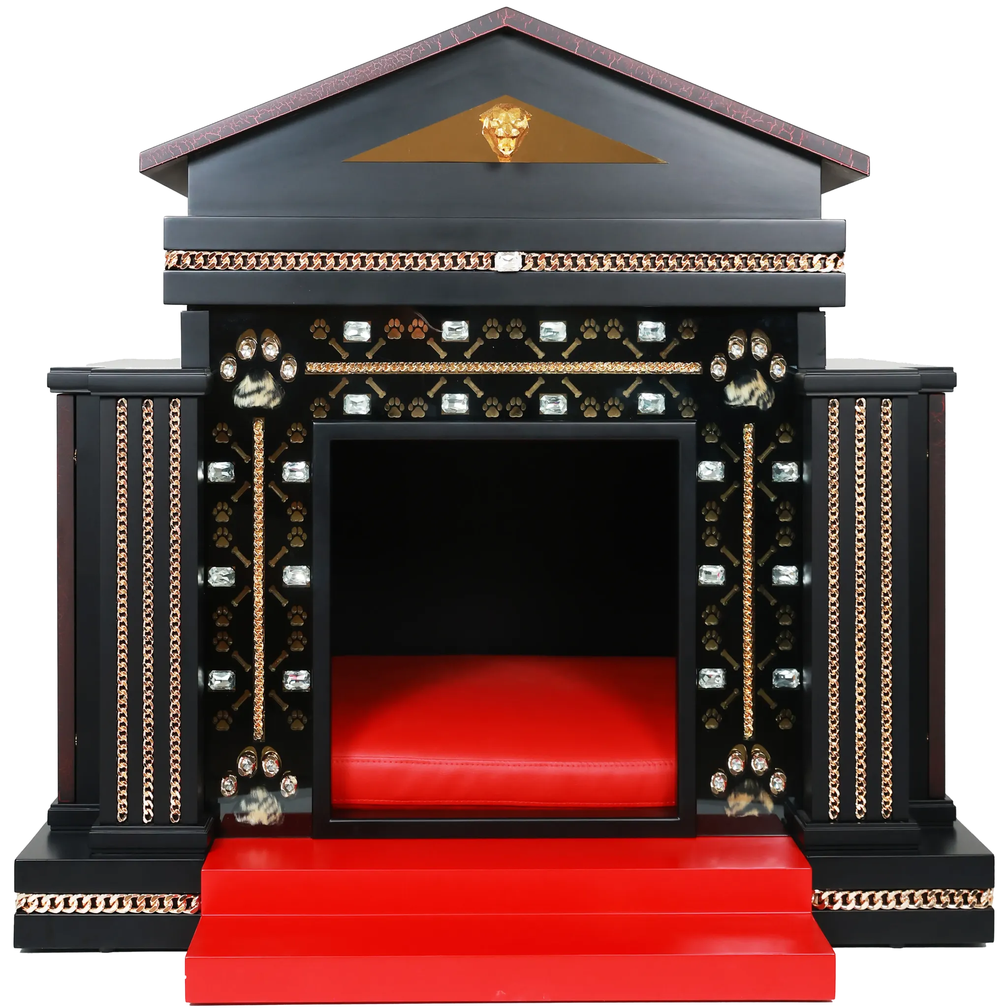 Crystal and chain signature design on The Star XL luxury dog kennel house.