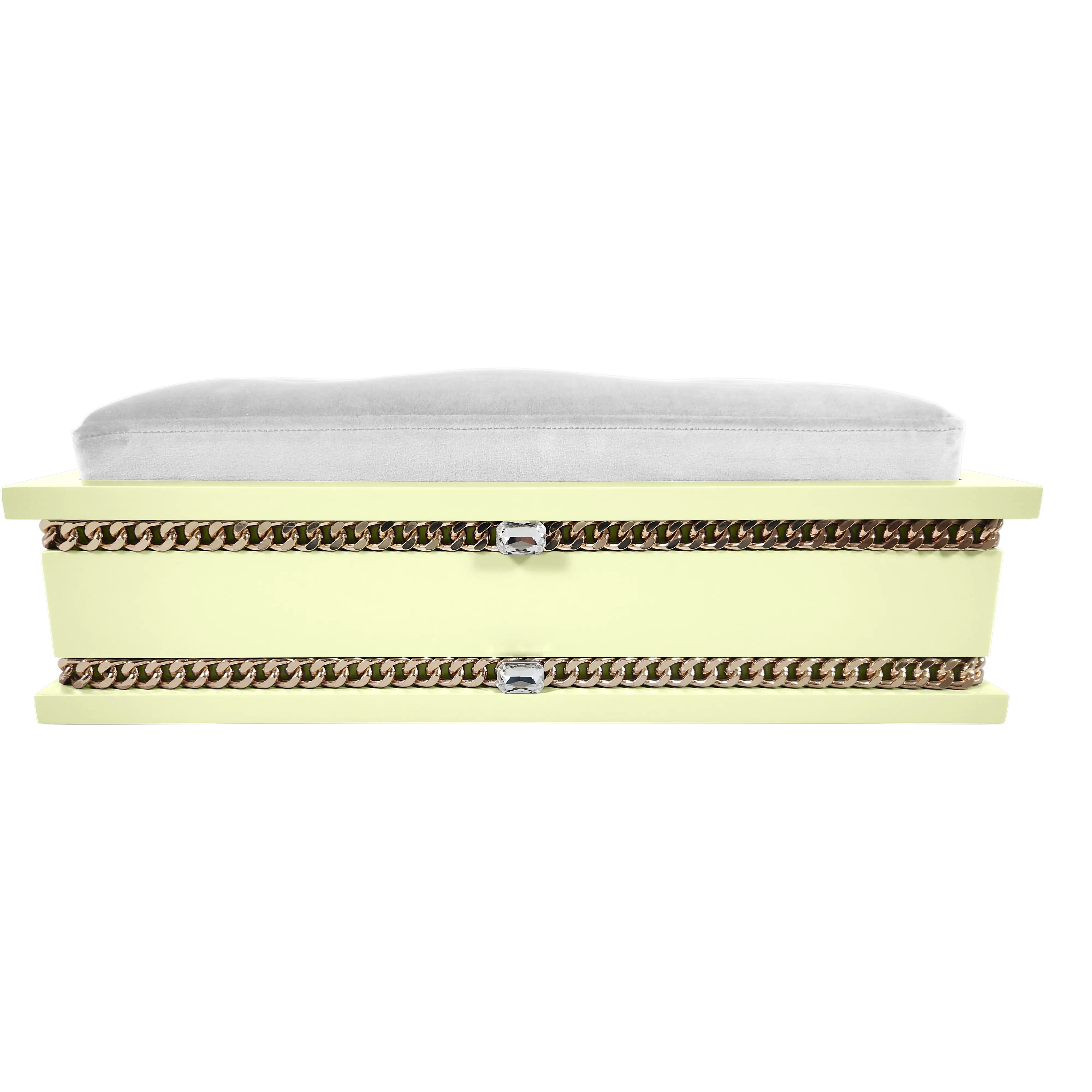 Close-up profile of FUROAR Twinkle Medium pet throne showing crystal accents and expert workmanship