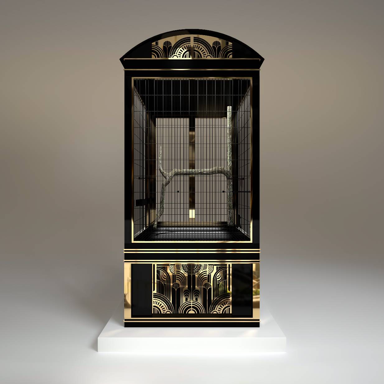 Le Palais royal aviary by FUROAR rear view signature grand curved roof and premium metalwork 
