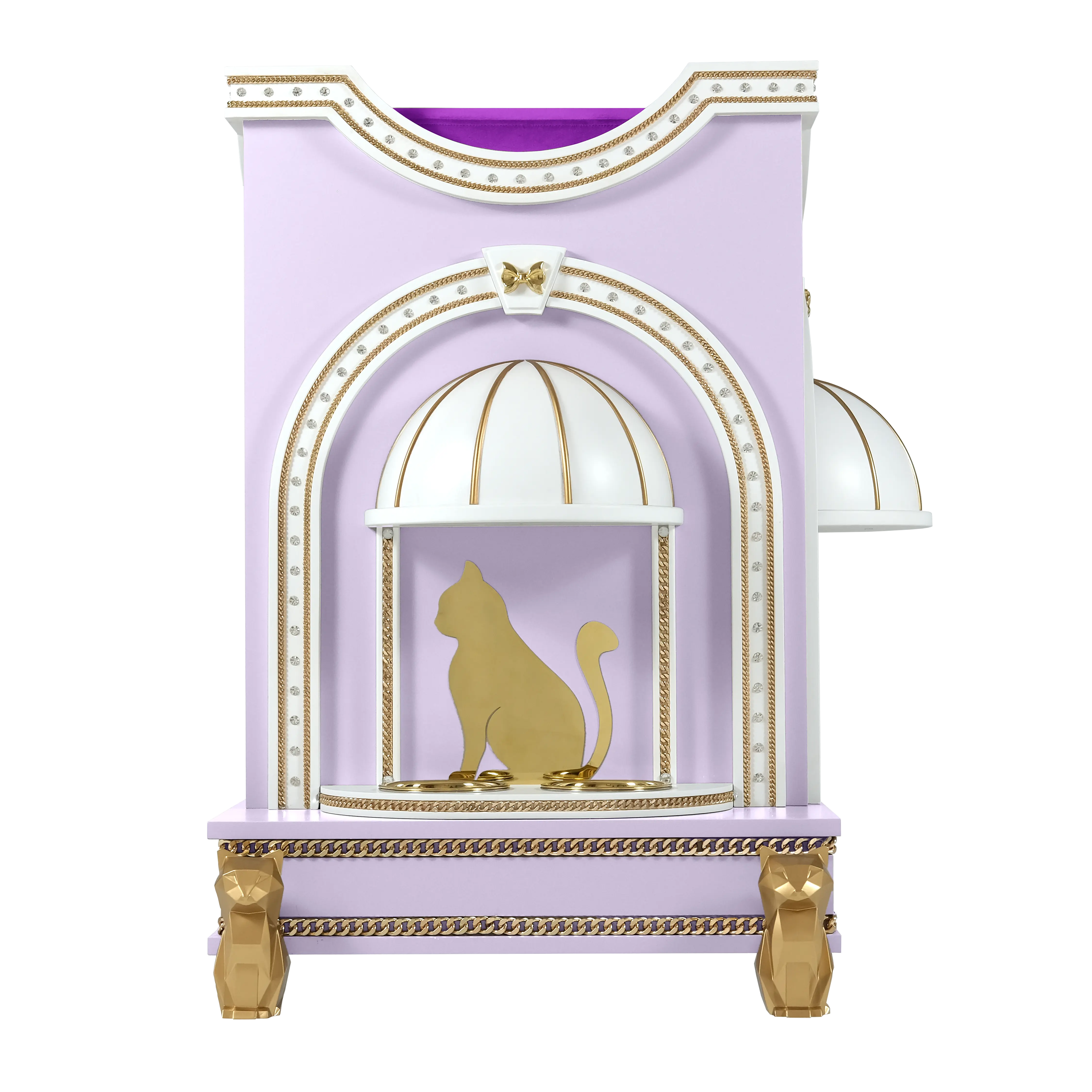 "Luxury cat house featuring a built-in dining area, blending functional convenience with ultra-modern architectural elegance."