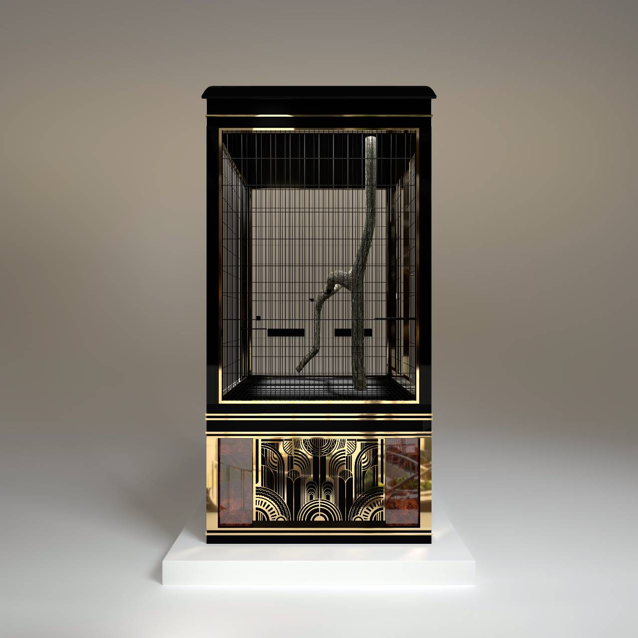 Maison Royale bird sanctuary by FUROAR side elevation elegant vertical proportions designer wood grain veneer