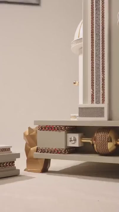 FUROAR Palace Collection luxury cat houses featuring handcrafted architectural details, elegant finishes and couture furniture for cats.