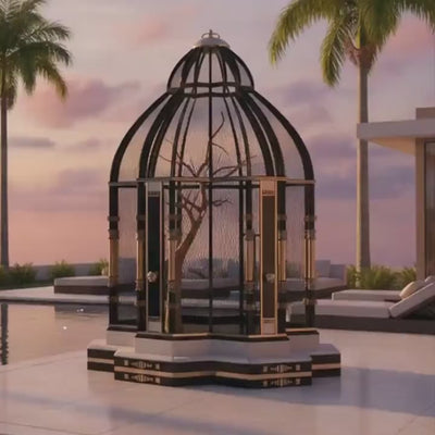 FUROAR Birds of Paradise showcasing a grand designer bird aviary with sophisticated architectural details, created for prestigious estates, gardens and luxury residences.